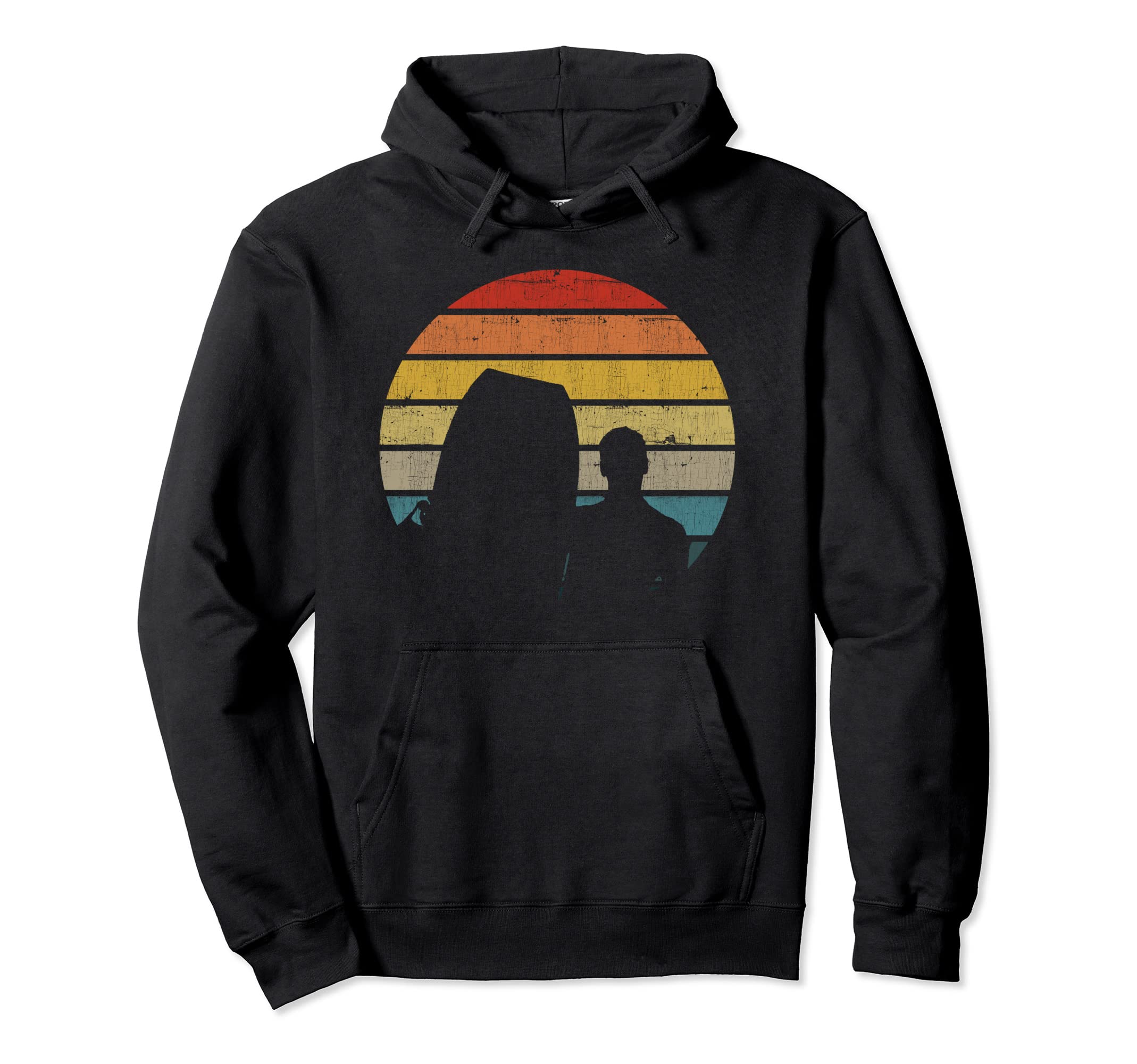 Bodyboarding Surfer Silhouette Distressed Hoodie - Novelty Apparel Unisex - T-Shirt, Sweatshirt, Hoodie