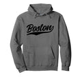 Boston Massachusetts Cursive Hoodie - Graphic Print for Adults - T-Shirt, Sweatshirt, Hoodie