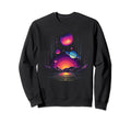 Vaporwave Solar System 80S Synthwave Sweatshirt - Unique Graphic Unisex - T-Shirt, Sweatshirt, Hoodie