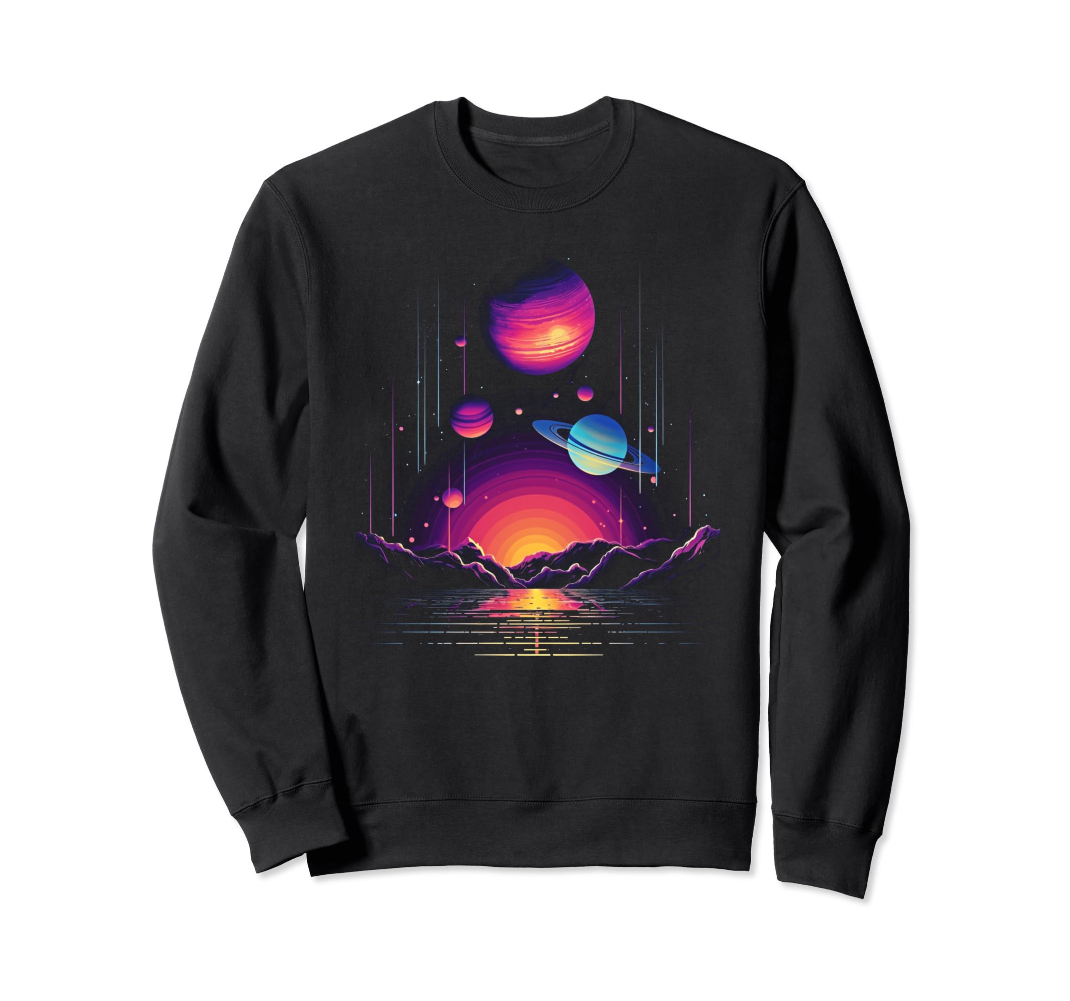Vaporwave Solar System 80S Synthwave Sweatshirt - Unique Graphic Unisex - T-Shirt, Sweatshirt, Hoodie