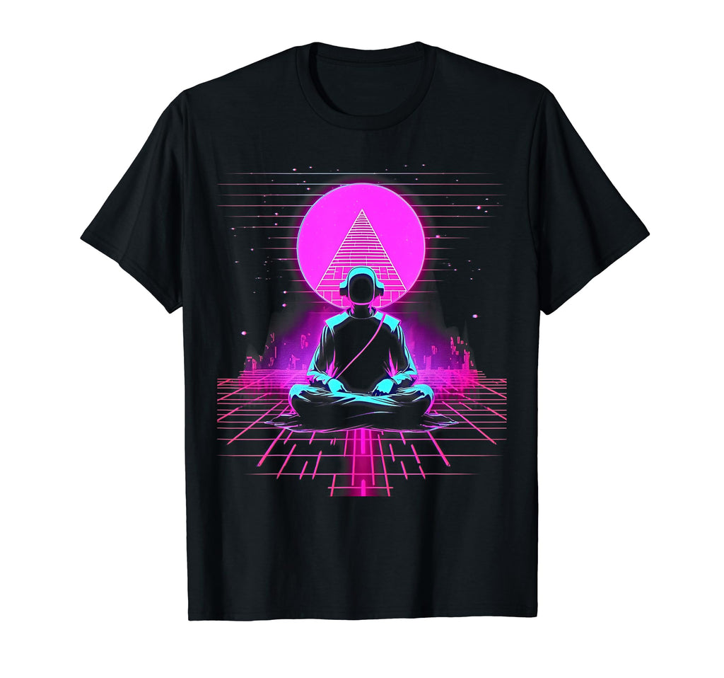 Synthwave Alien Buddha Cyberpunk 80S T-Shirt - Casual Everyday Wear Unisex - T-Shirt, Sweatshirt, Hoodie