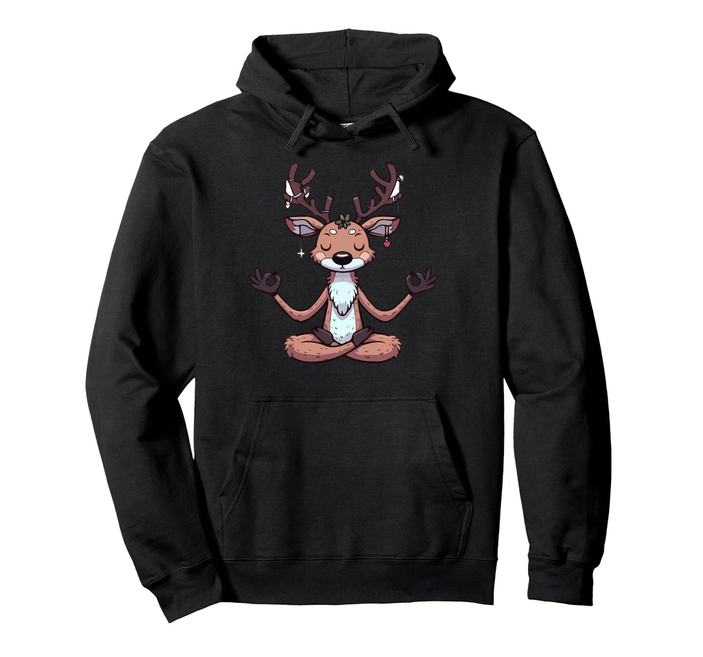 Meditation Reindeer Yoga Pose Relaxing Hoodie - Fun Novelty Design Unisex - T-Shirt, Sweatshirt, Hoodie