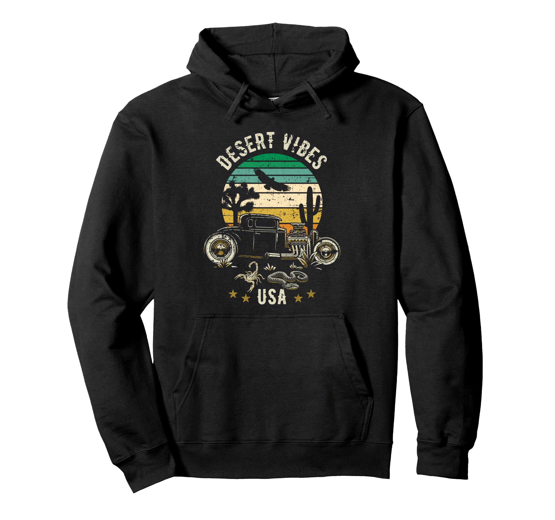 Desert Vibes Usa Hotrod Southwest Hoodie - Aesthetic Graphic Men Women - T-Shirt, Sweatshirt, Hoodie