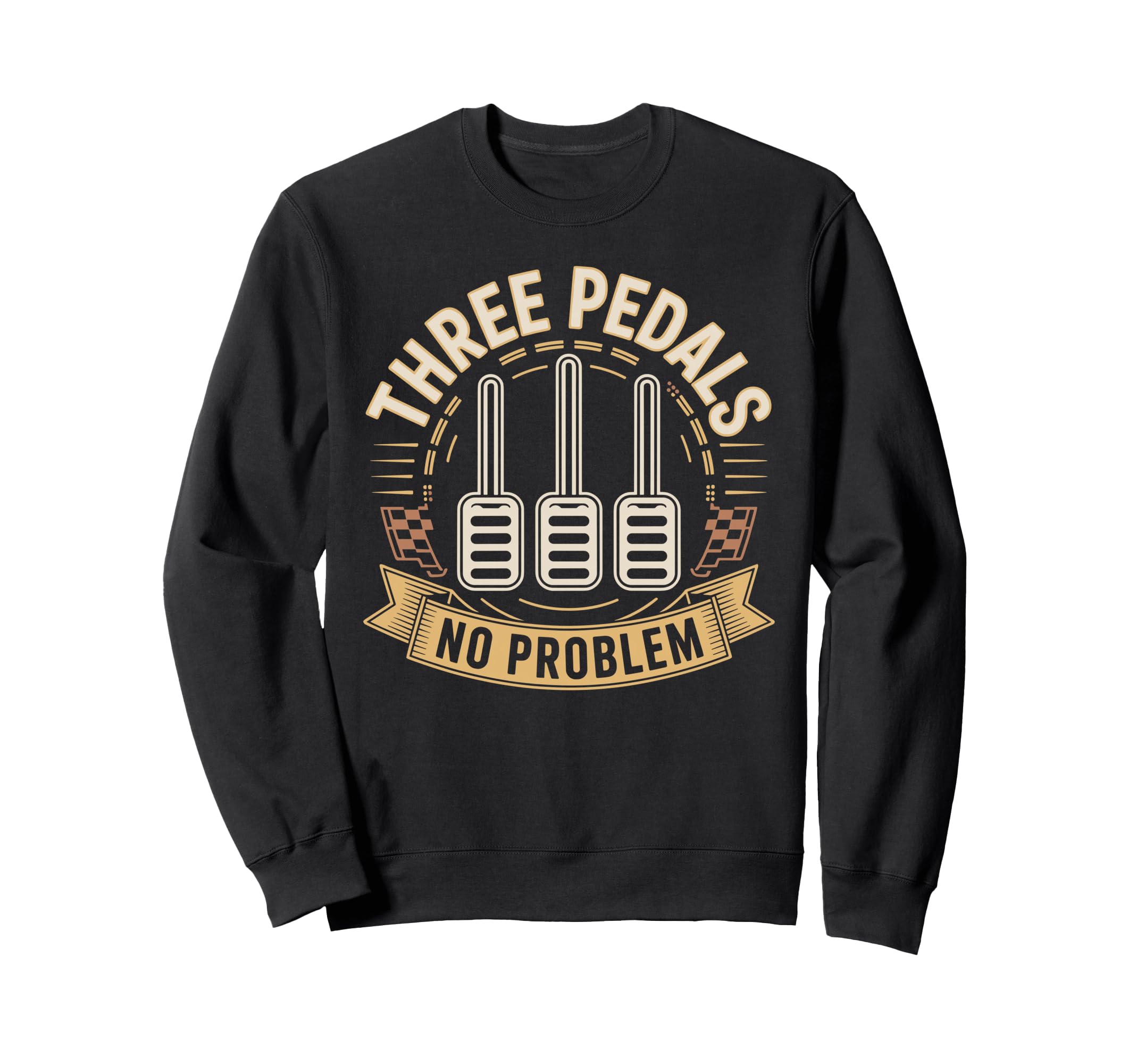 Three Pedals No Problem Manual Sweatshirt - Aesthetic Graphic for Adults - T-Shirt, Sweatshirt, Hoodie