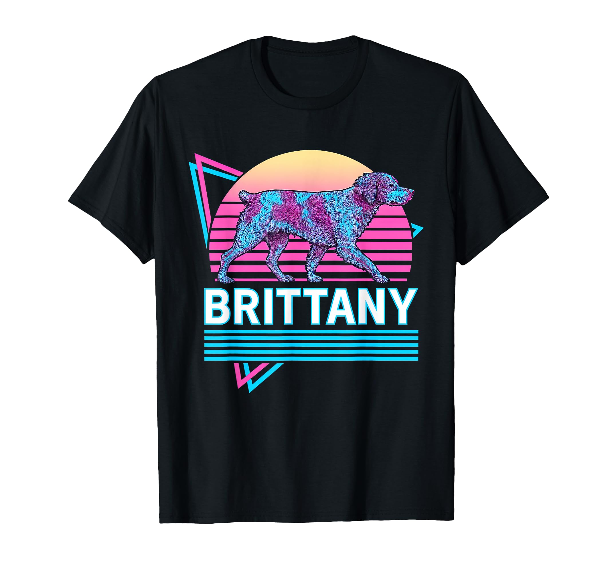 Brittany Spaniel Synthwave T-Shirt - Fun Novelty Design for Adults - T-Shirt, Sweatshirt, Hoodie
