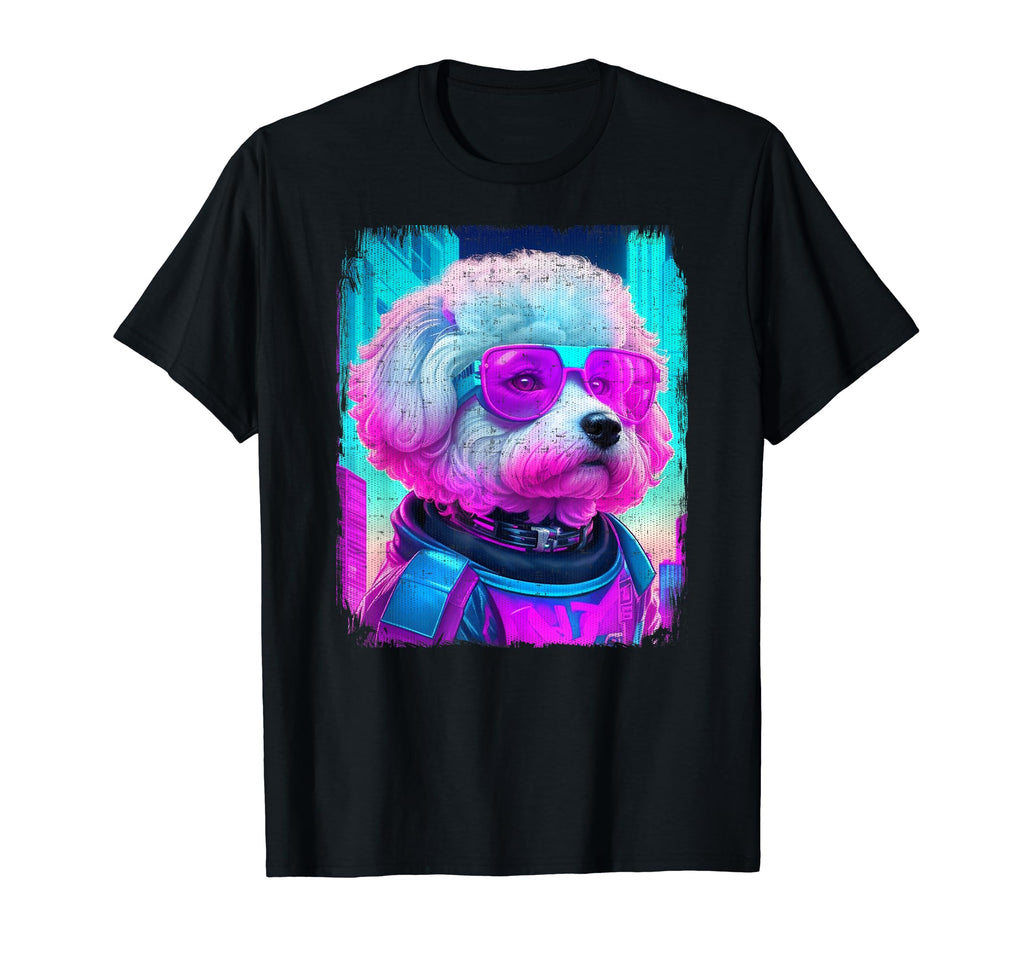 Bichon Frise Dog Cyber Vaporwave 80S T-Shirt - Trendy Graphic Unisex - T-Shirt, Sweatshirt, Hoodie