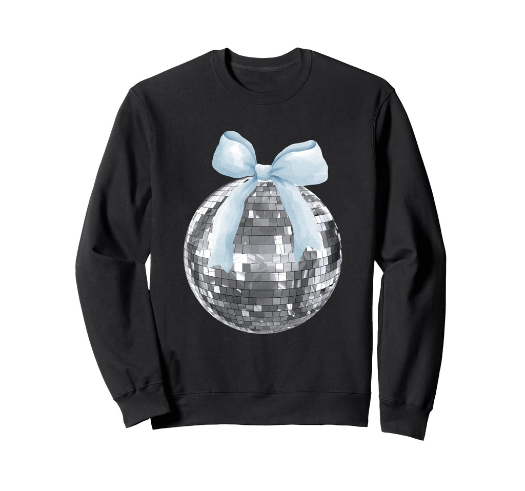 Disco Ball Blue Bow Coquette Girly Sweatshirt - Graphic Print for Adults - T-Shirt, Sweatshirt, Hoodie