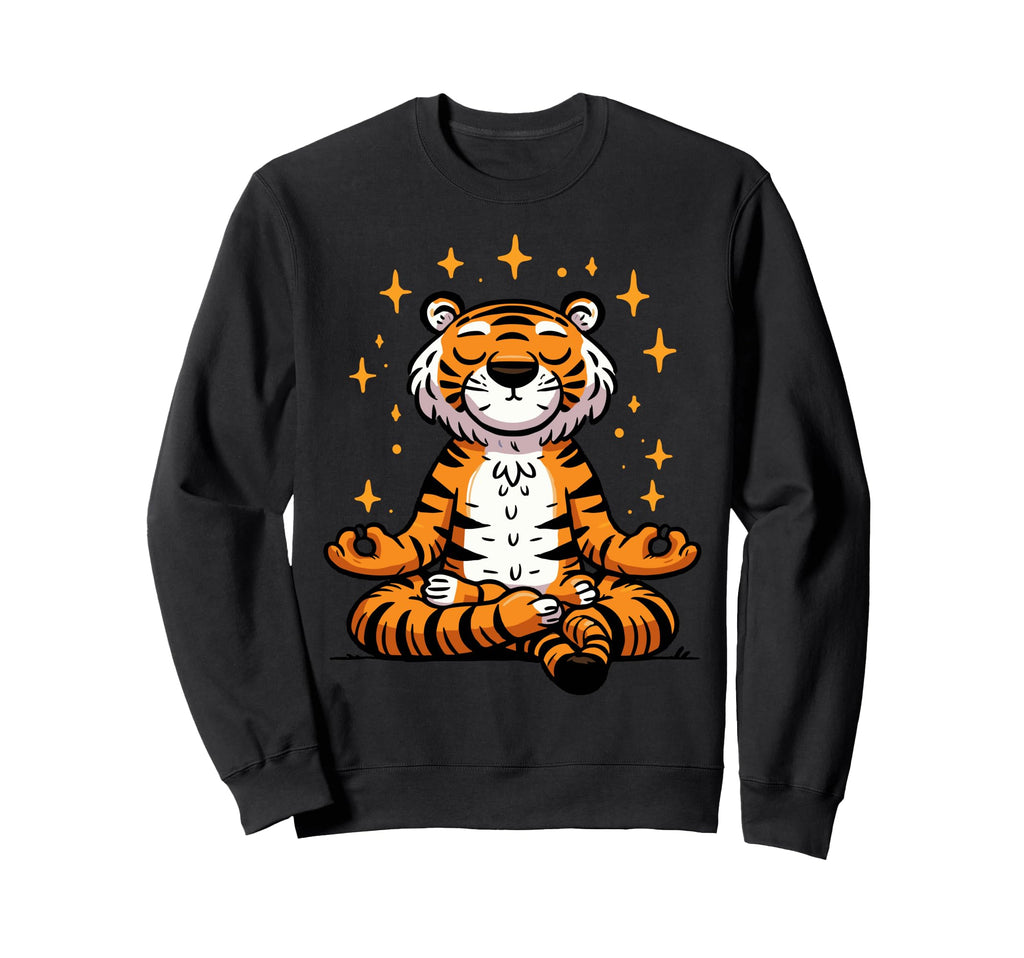 Meditation Tiger Yoga Pose Relaxing Sweatshirt - Trendy Graphic for Adults - T-Shirt, Sweatshirt, Hoodie