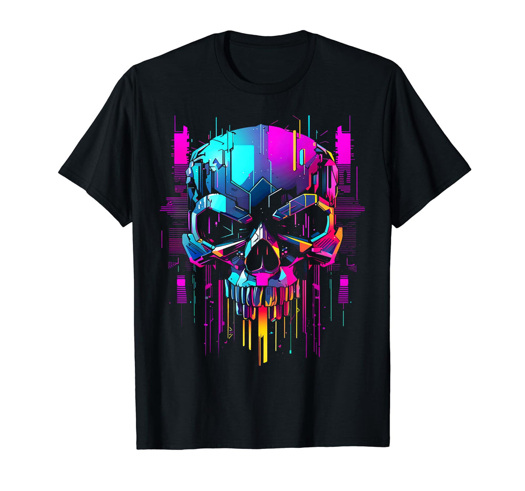 Cyberpunk Skull Futuristic Punk Outrun T-Shirt - Graphic Print for Adults - T-Shirt, Sweatshirt, Hoodie
