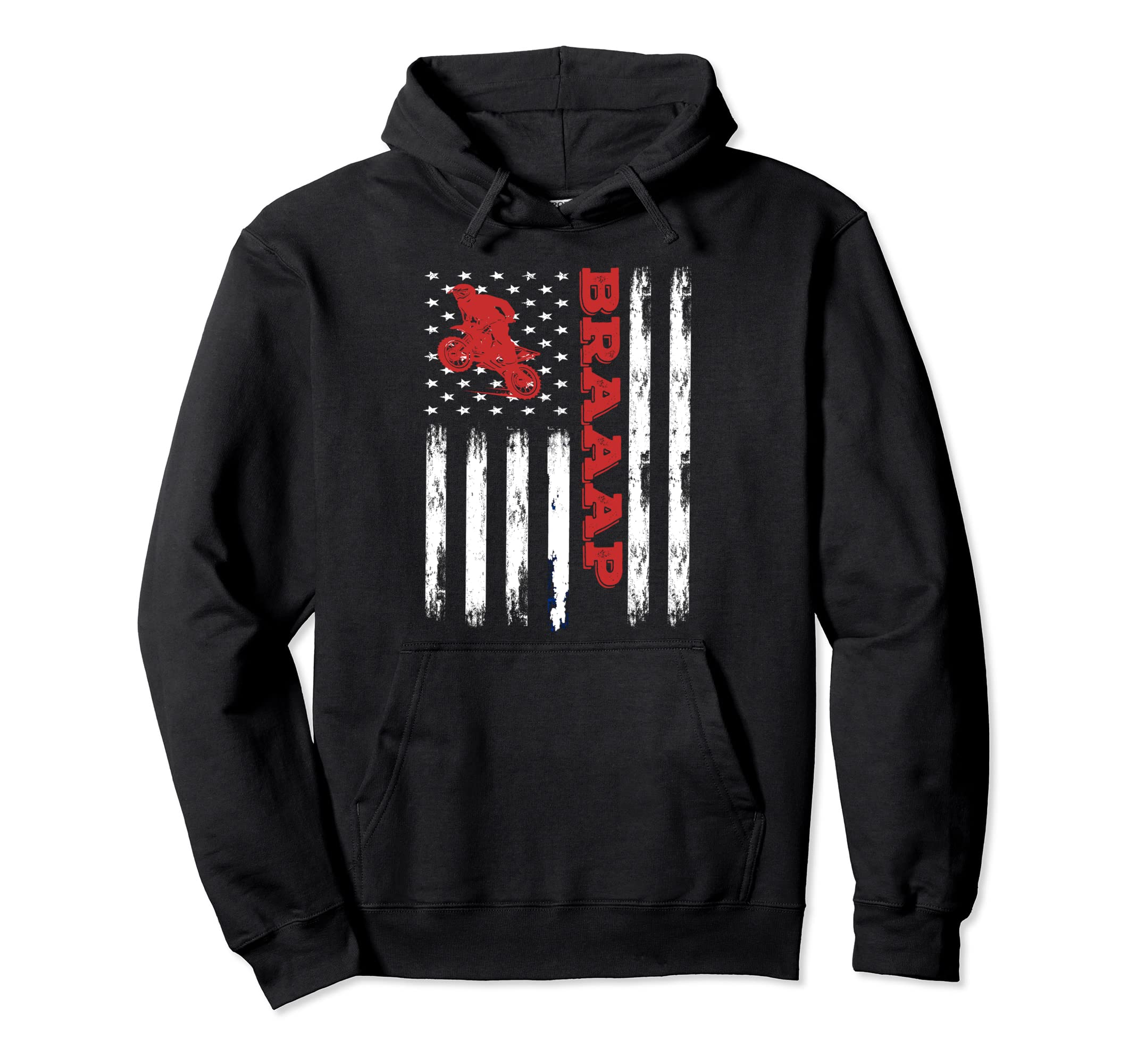 Braap Motocross Braaap American Flag Hoodie - Graphic Print Men Women - T-Shirt, Sweatshirt, Hoodie