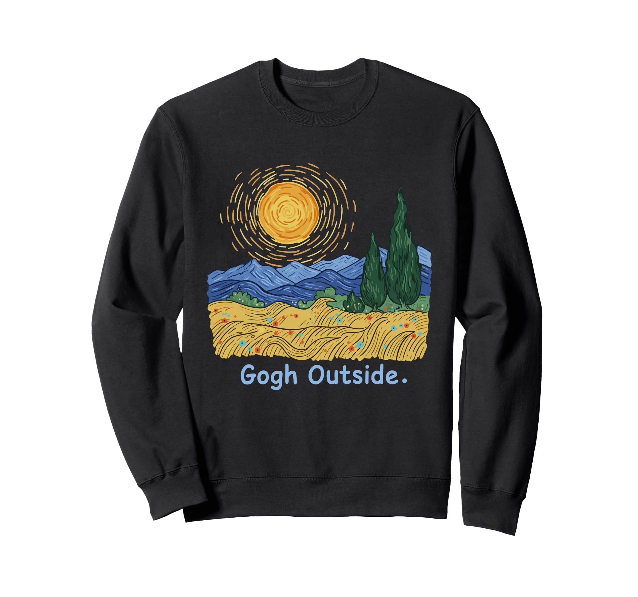 Gogh Outside Starry Night Nature Sweatshirt - Unique Graphic Men Women - T-Shirt, Sweatshirt, Hoodie