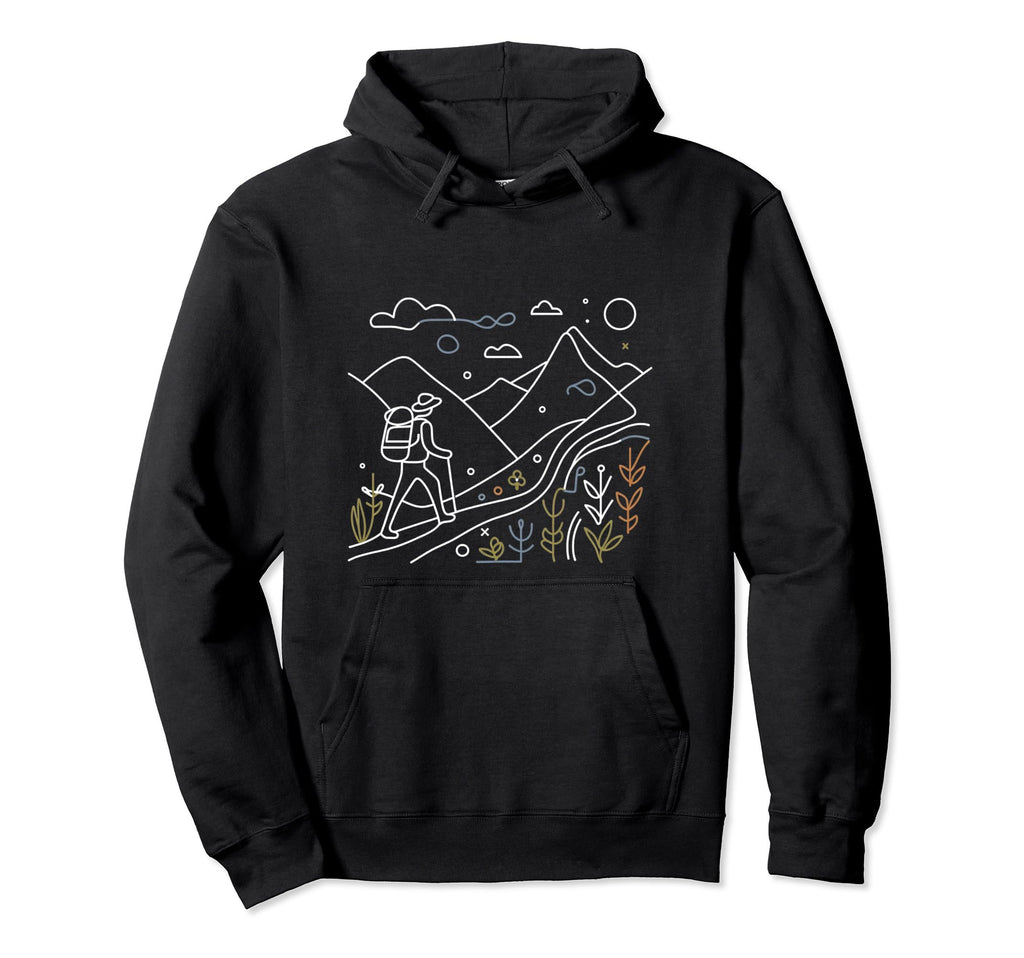 Summit Hiker Minimalist Abstract Line Hoodie - Streetwear Style Men Women - T-Shirt, Sweatshirt, Hoodie