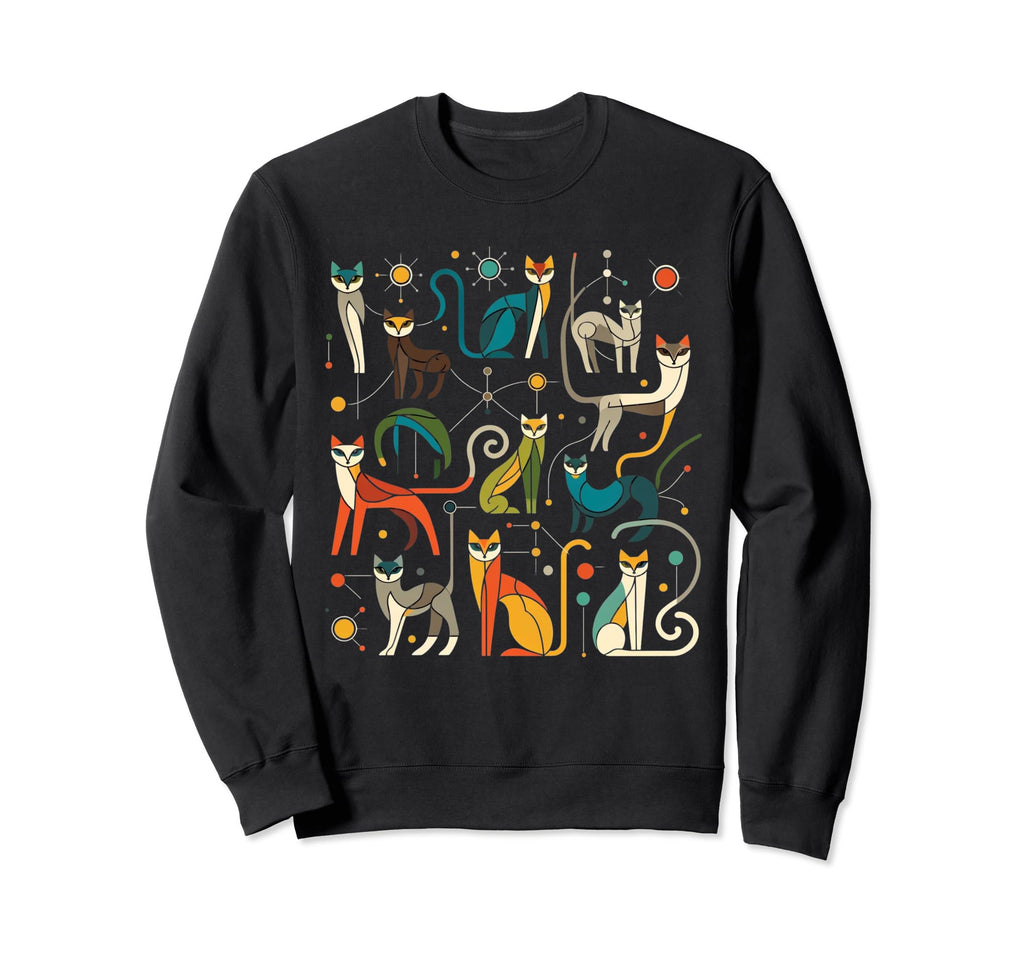 Mid Century Long Neck Cats 50S 60S Sweatshirt - Minimalist Print Unisex - T-Shirt, Sweatshirt, Hoodie