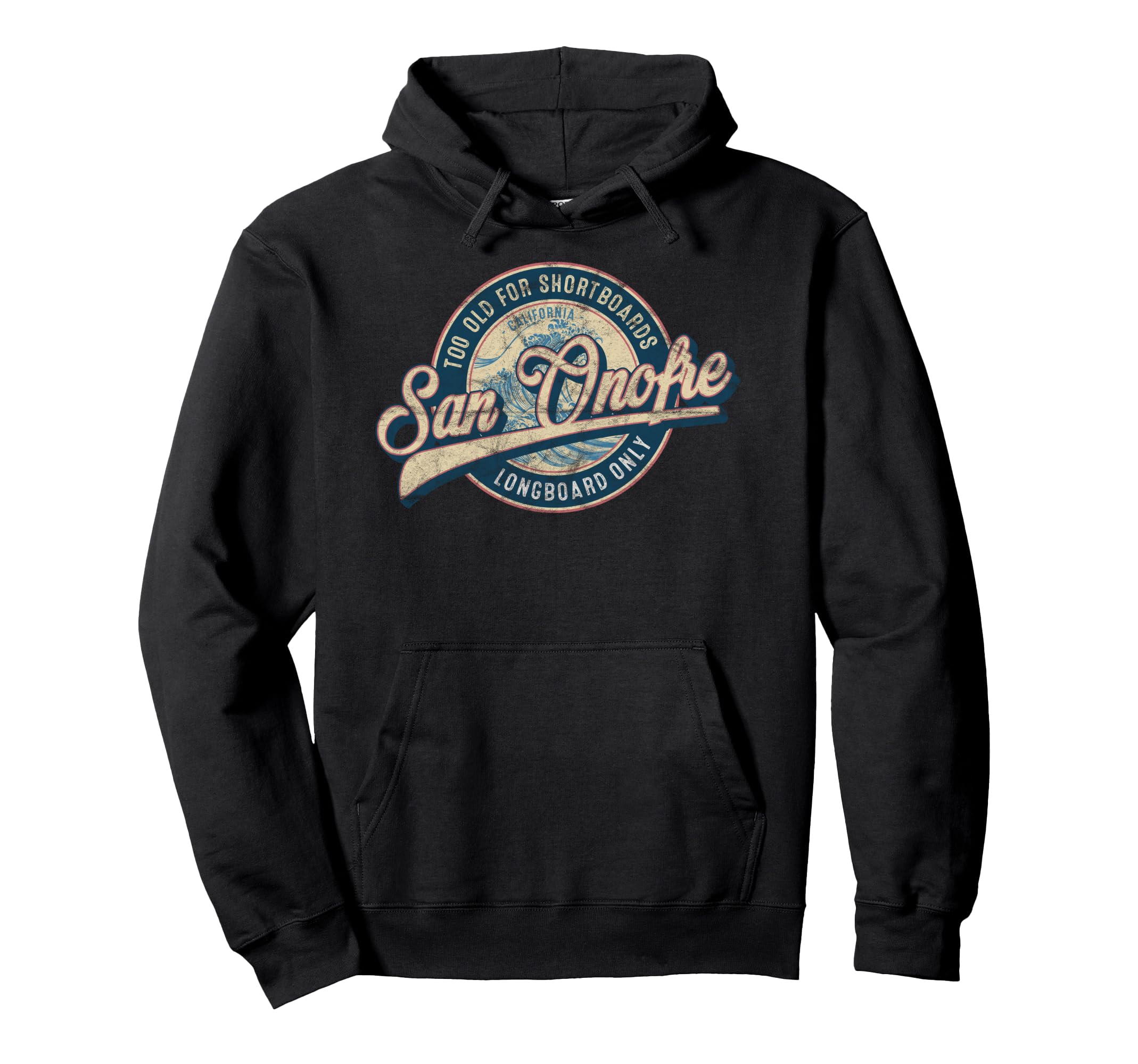 San Onofre Longboard Surf California Wave Hoodie - Graphic Print Unisex - T-Shirt, Sweatshirt, Hoodie