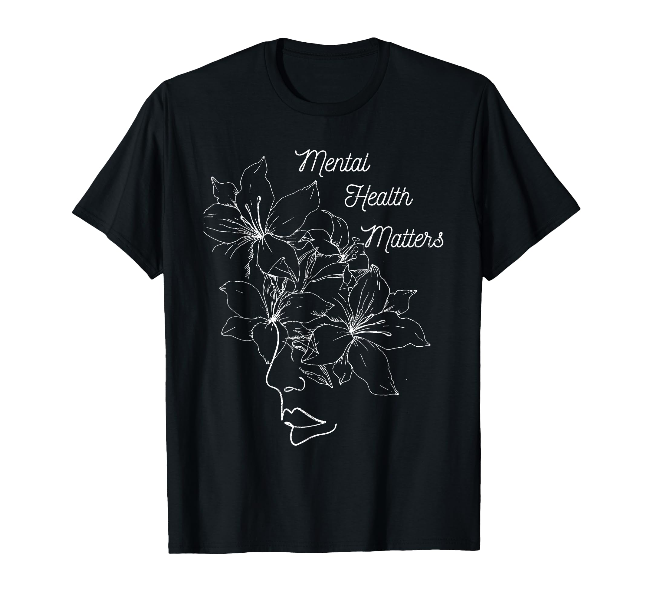 Mental Health Matters Self Care Grey T-Shirt - Minimalist Print for Adults - T-Shirt, Sweatshirt, Hoodie
