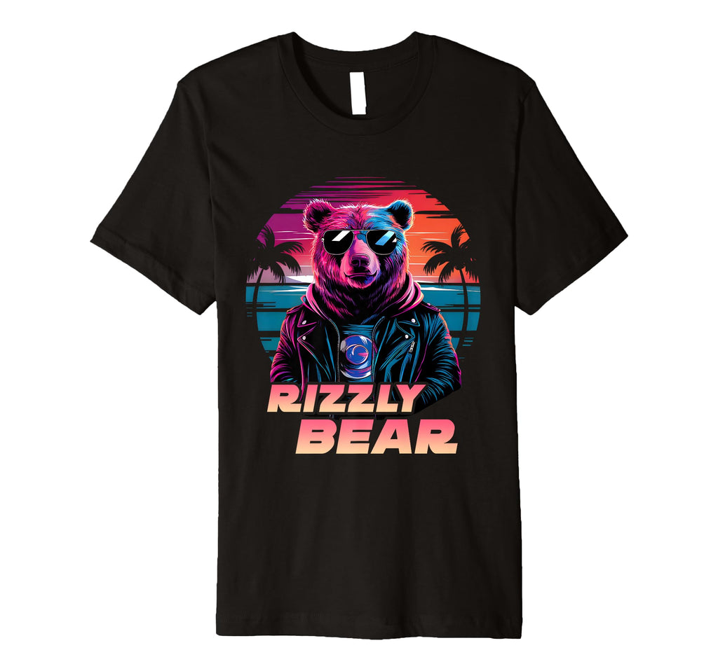 Rizzly Bear Synthwave Retrowave T-Shirt - Aesthetic Graphic Unisex - T-Shirt, Sweatshirt, Hoodie