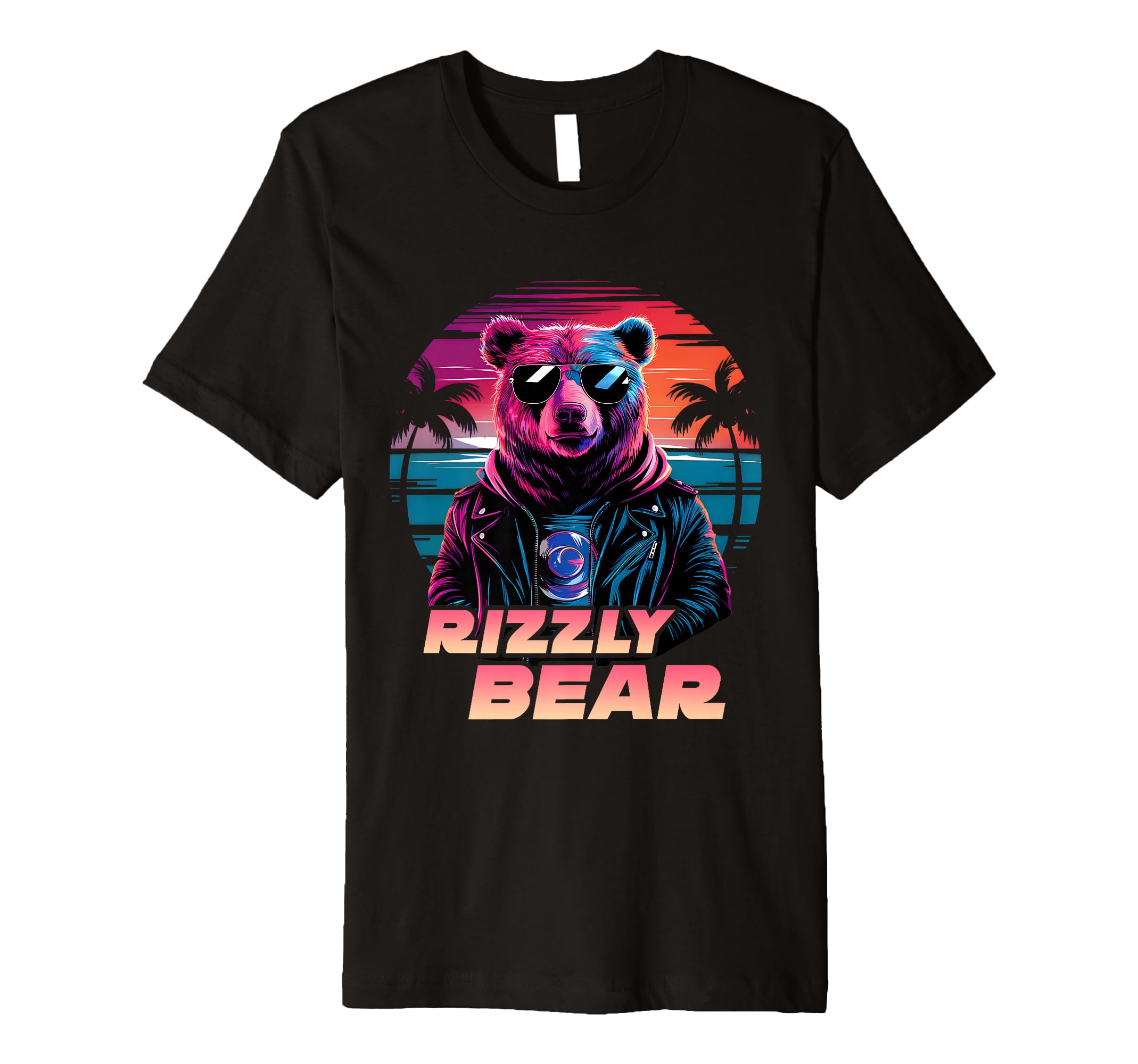 Rizzly Bear Synthwave Retrowave T-Shirt - Aesthetic Graphic Unisex - T-Shirt, Sweatshirt, Hoodie