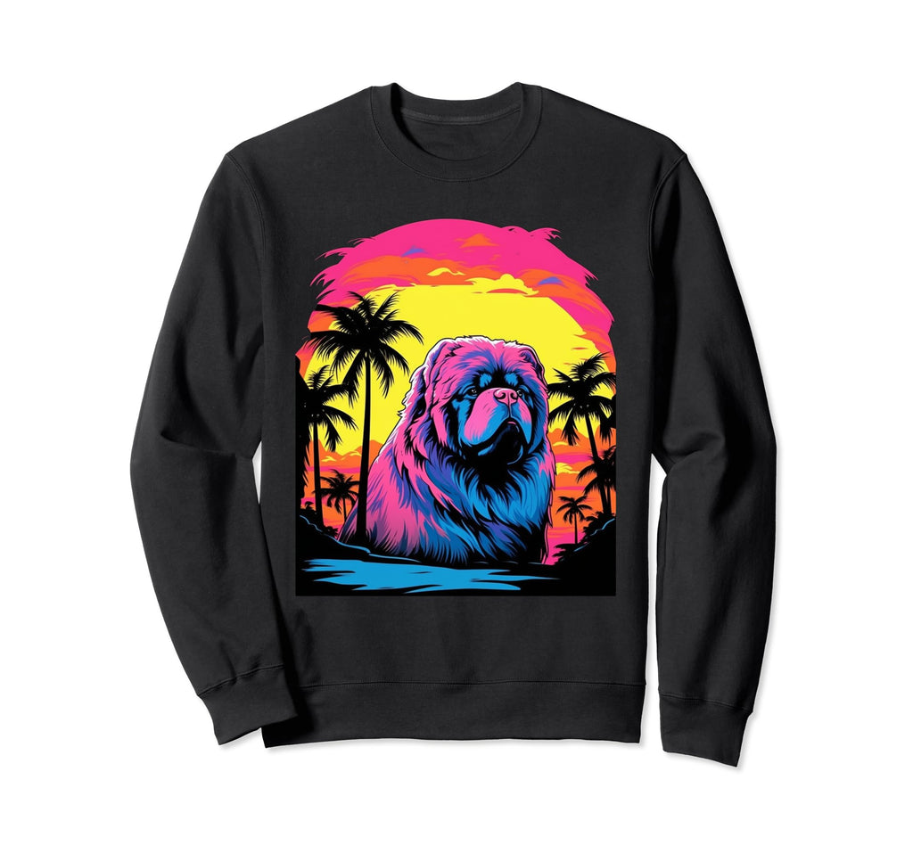 Chow Chow 80S Synthwave Sunset Sweatshirt - Aesthetic Graphic Men Women - T-Shirt, Sweatshirt, Hoodie