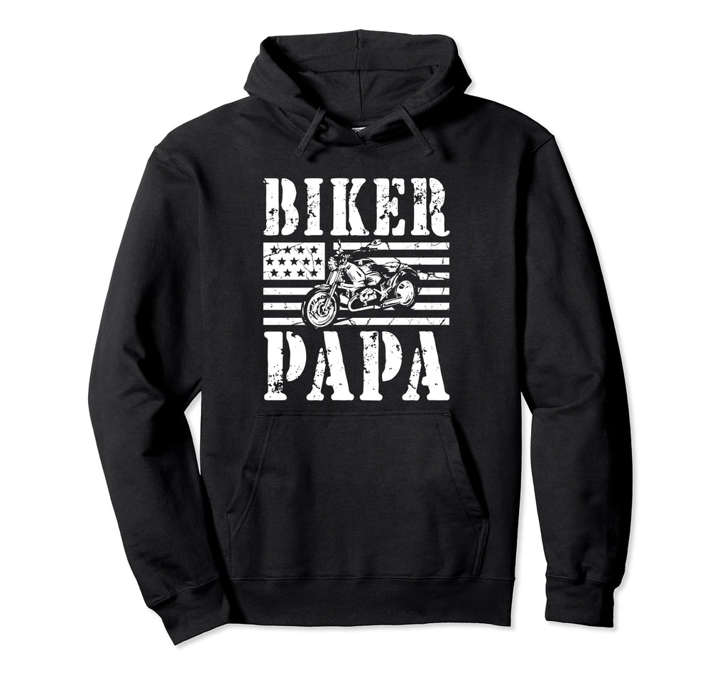 Papa Biker Papa Motorcycle Hoodie - Custom Art Print for Adults - T-Shirt, Sweatshirt, Hoodie