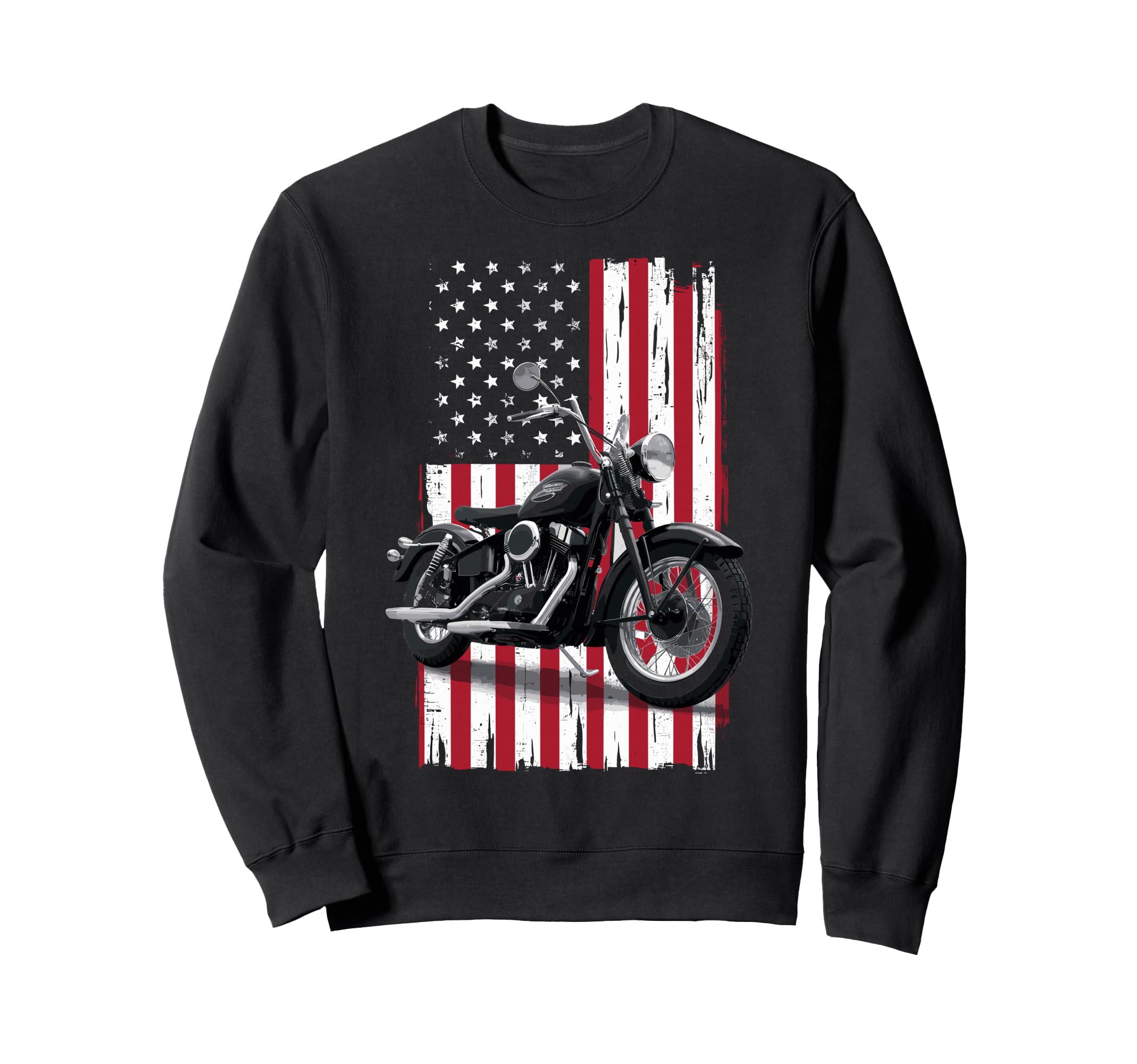 Patriotic Motorcycle Usa Flag Sweatshirt - Streetwear Style for Adults - T-Shirt, Sweatshirt, Hoodie