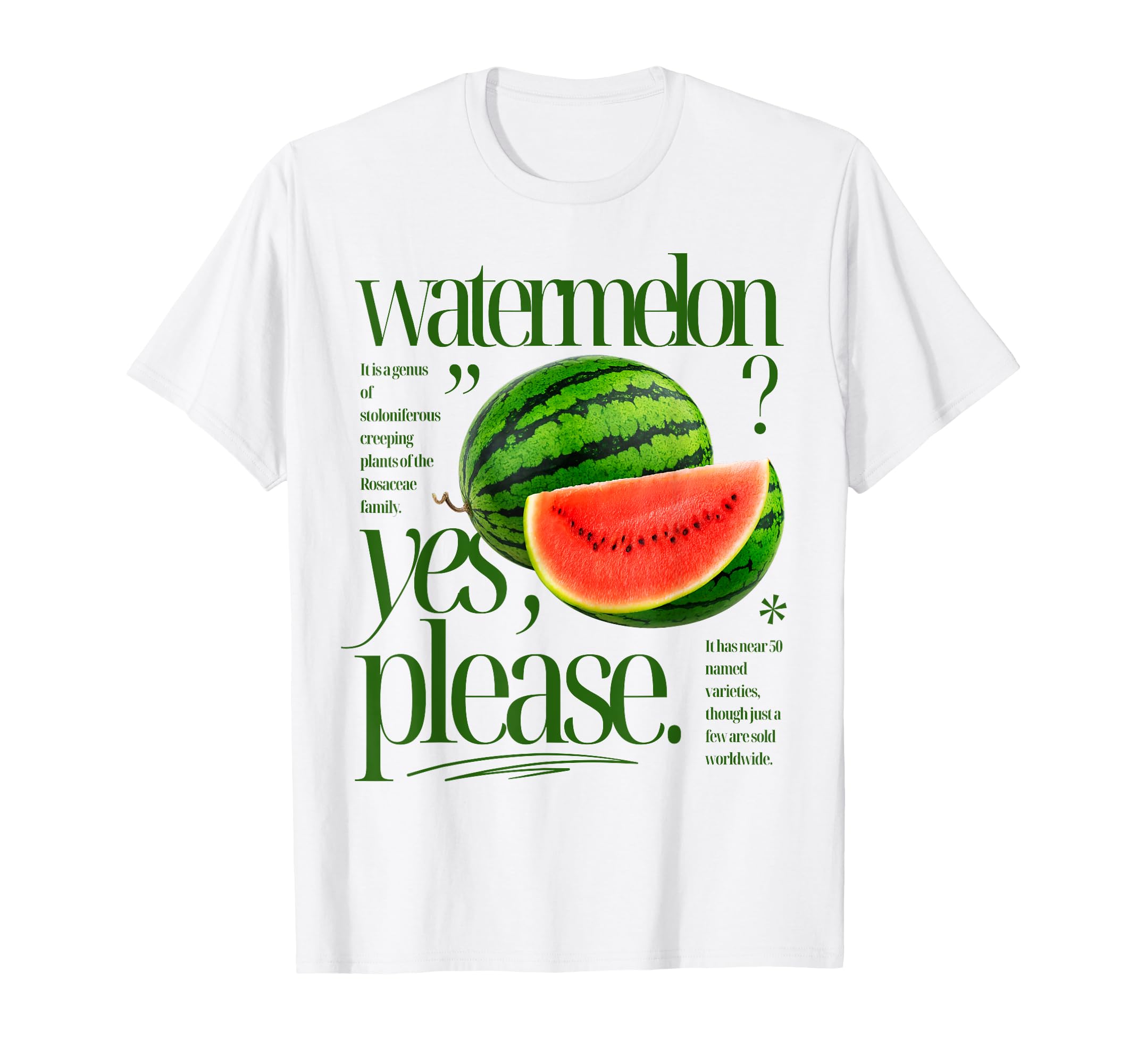Watermelon Yes Please Fruit Typography T-Shirt - Streetwear Style Unisex - T-Shirt, Sweatshirt, Hoodie
