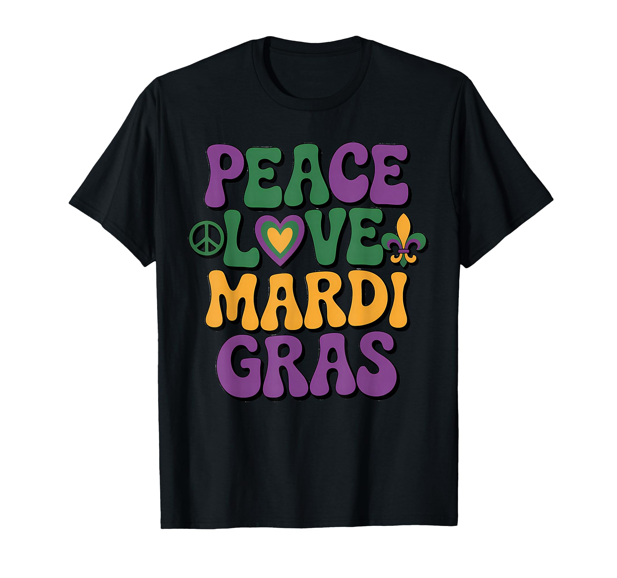 Mardi Gras Peace Love Mardi Gras T-Shirt - Custom Art Print Unisex - T-Shirt, Sweatshirt, Hoodie