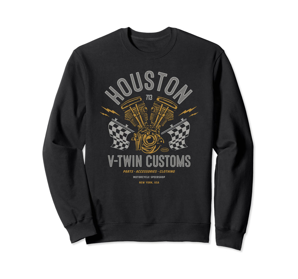 Houston Local Motorcycle Garage Sweatshirt - Trendy Graphic for Adults - T-Shirt, Sweatshirt, Hoodie