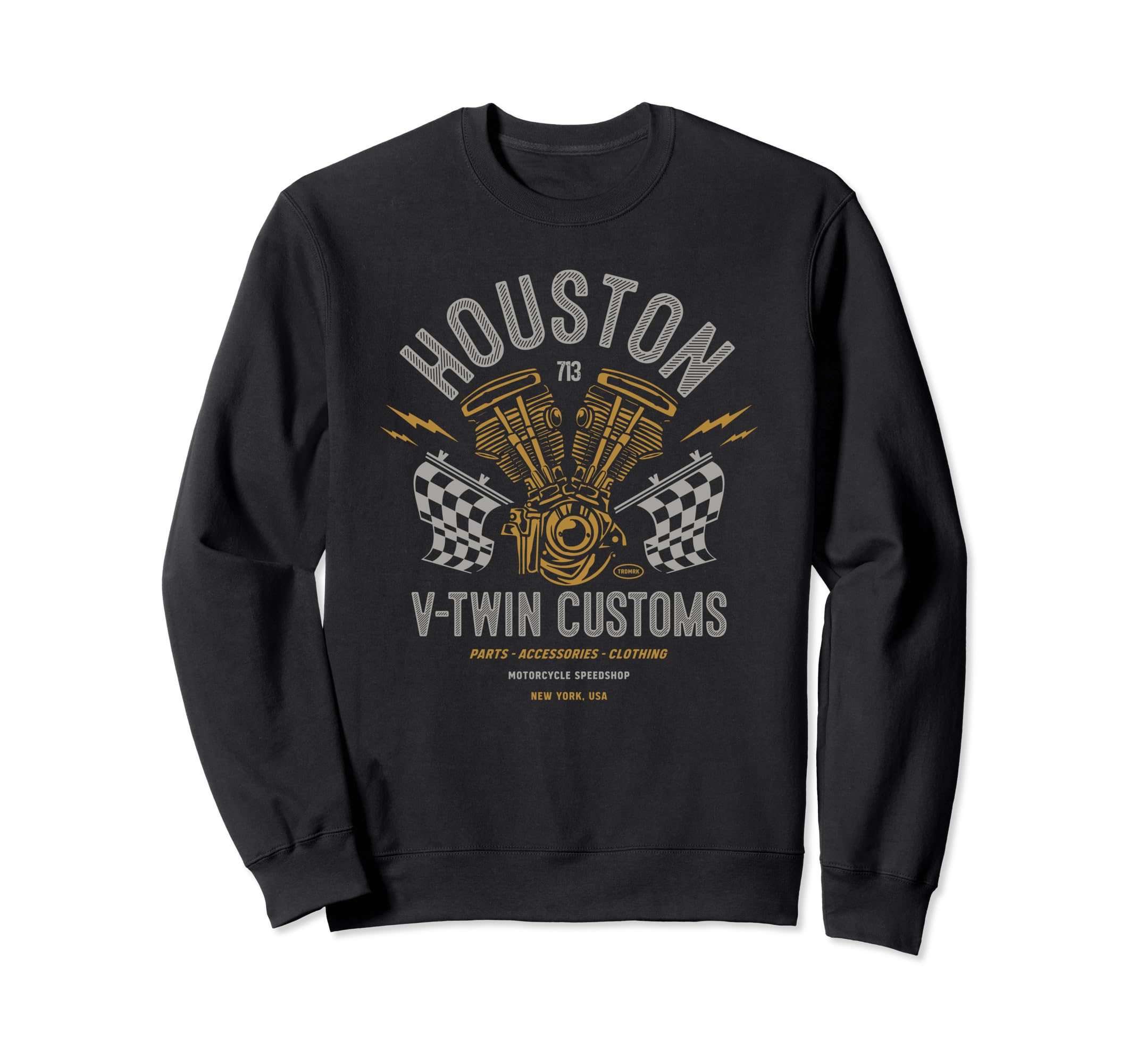 Houston Local Motorcycle Garage Sweatshirt - Trendy Graphic for Adults - T-Shirt, Sweatshirt, Hoodie