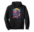 Cat Riding Bicycle Synthwave 80S Sunset Hoodie - Novelty Apparel Unisex - T-Shirt, Sweatshirt, Hoodie