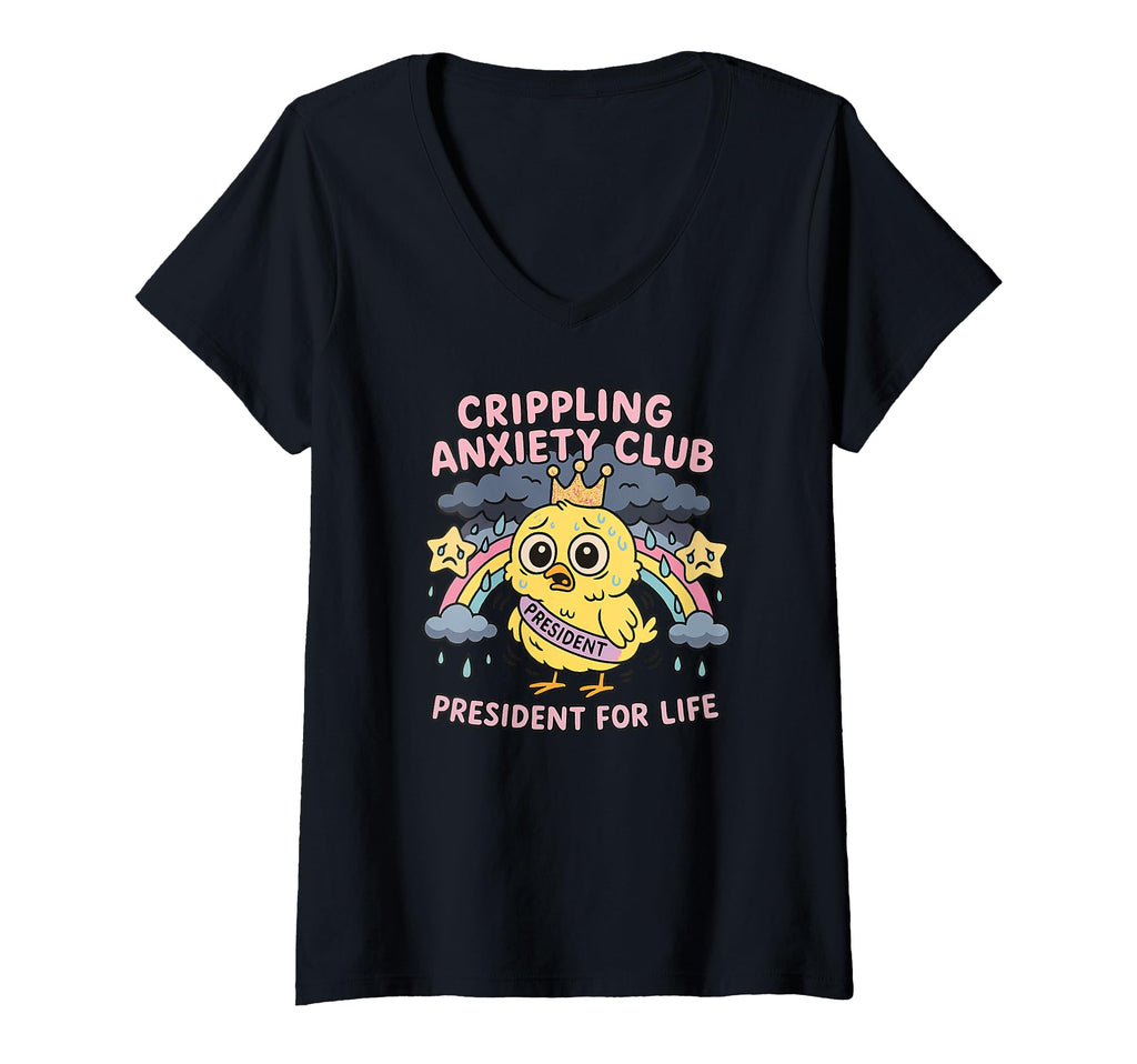 Womens Crippling Anxiety Club Funny T-Shirt - Custom Art Print Men Women - T-Shirt, Sweatshirt, Hoodie