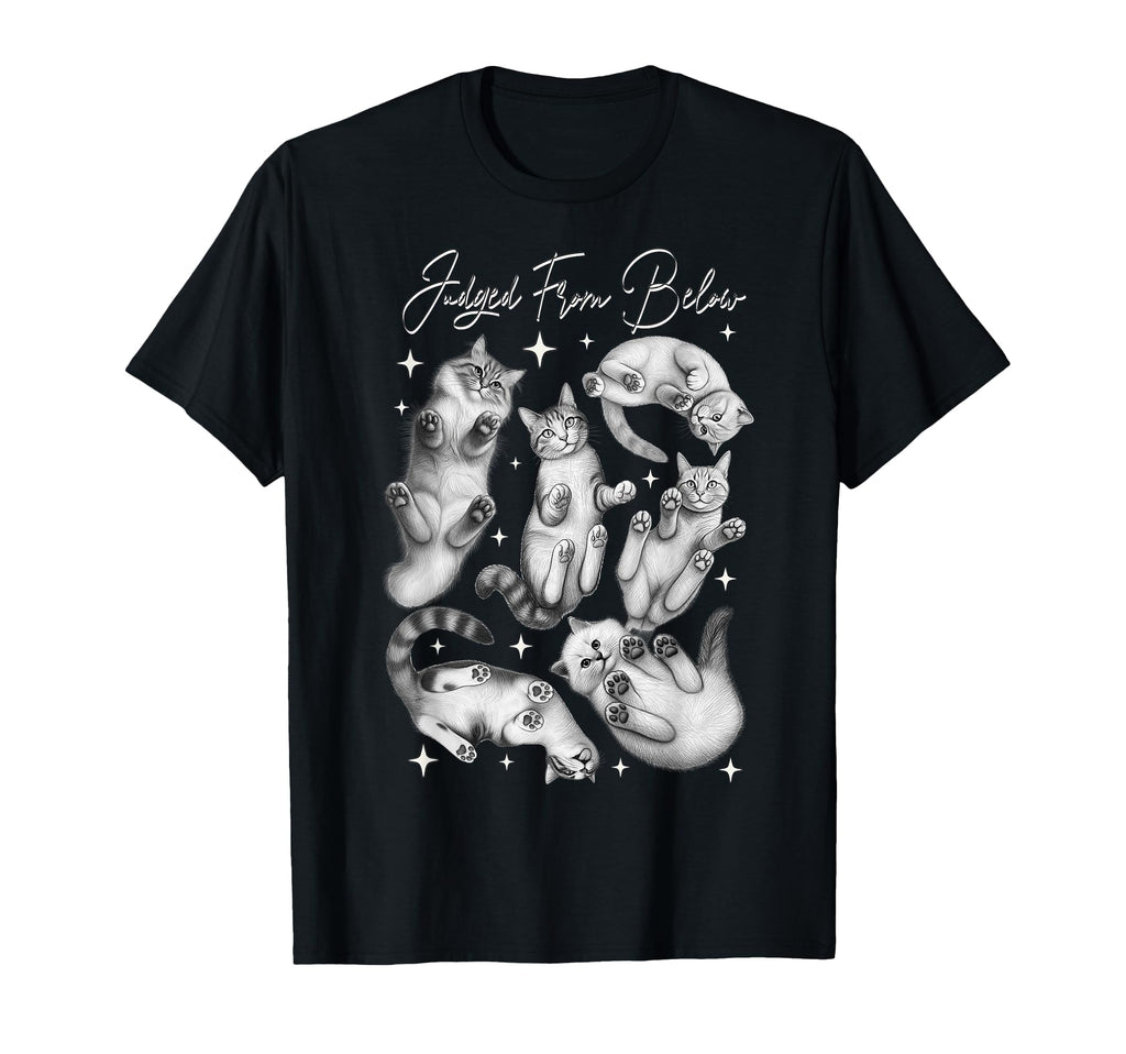 Judged From Below Funny Cats Looking T-Shirt - Custom Art Print Unisex - T-Shirt, Sweatshirt, Hoodie