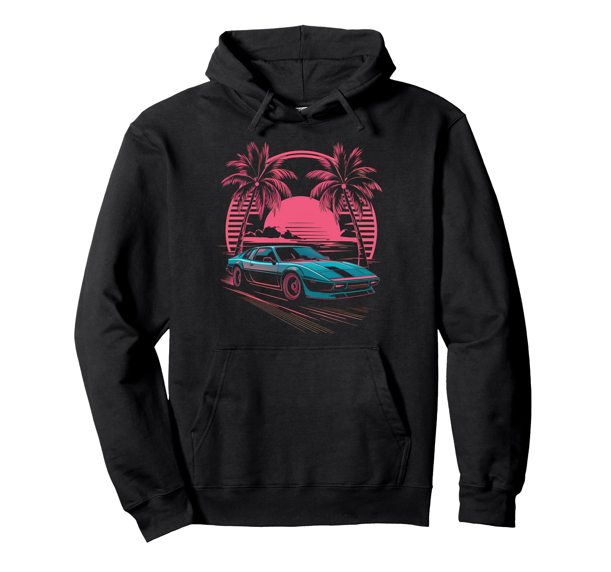 Synthwave Supercar Retrowave 80S Hoodie - Casual Everyday Wear Men Women - T-Shirt, Sweatshirt, Hoodie
