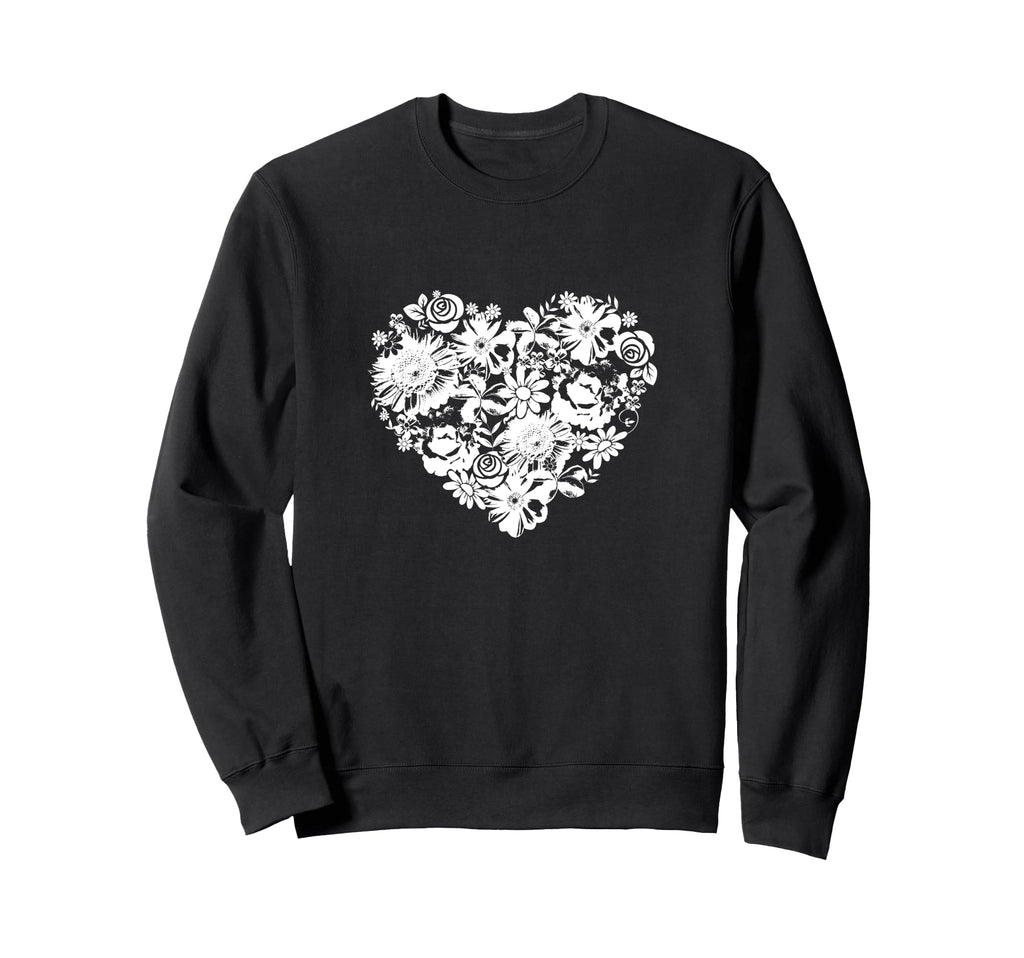 Romantic Floral Heart Boho Sweatshirt - Casual Everyday Wear Men Women - T-Shirt, Sweatshirt, Hoodie