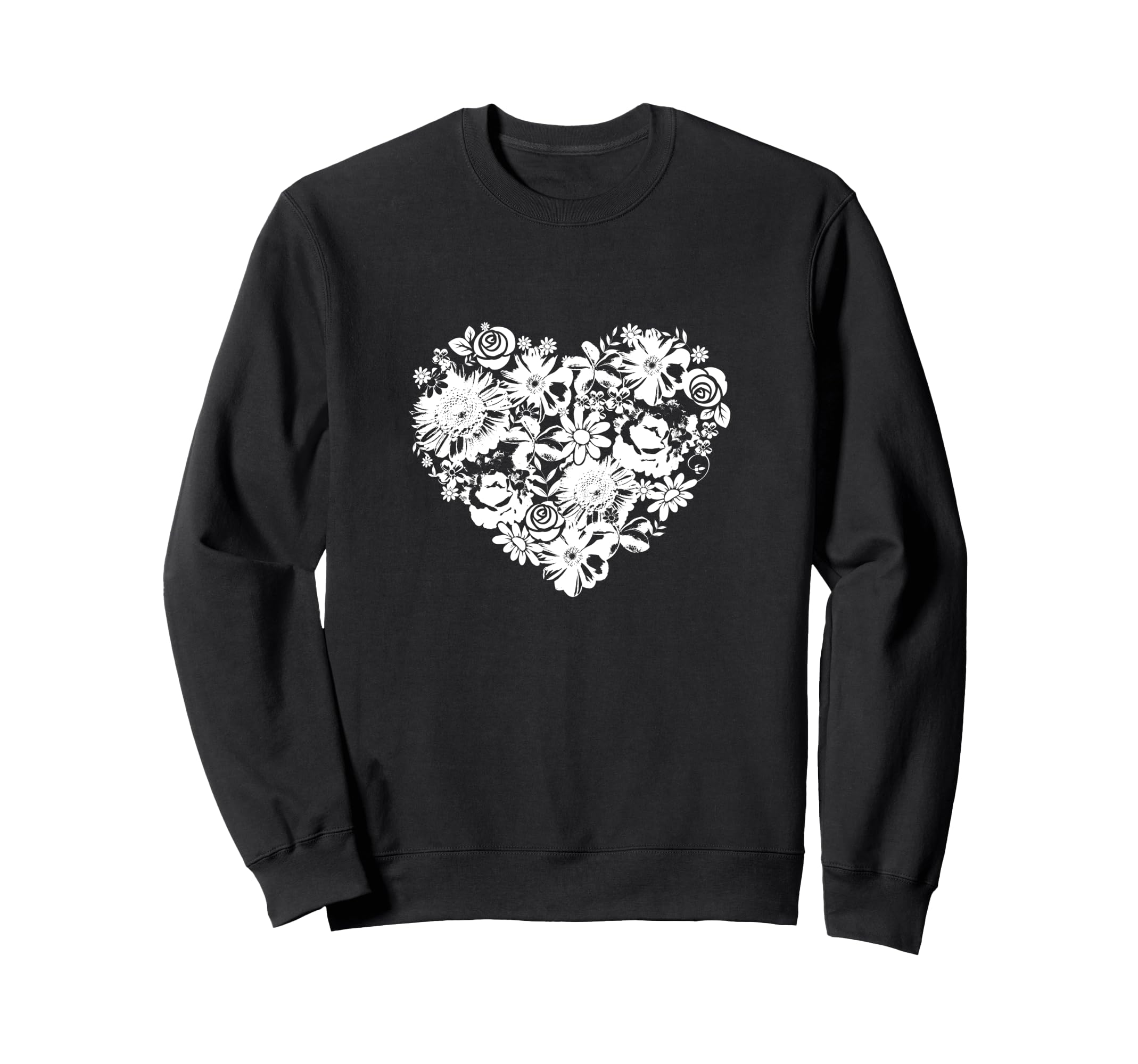 Romantic Floral Heart Boho Sweatshirt - Casual Everyday Wear Men Women - T-Shirt, Sweatshirt, Hoodie