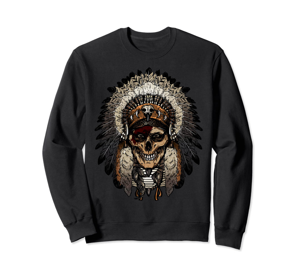 American Indian Skull Native Eagle Sweatshirt - Novelty Apparel for Adults - T-Shirt, Sweatshirt, Hoodie