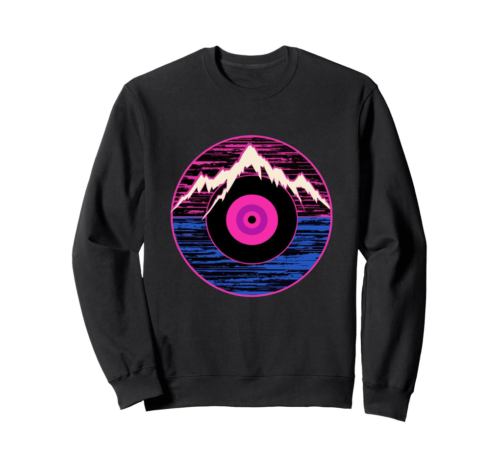 Mountain Vinyl Record Vaporwave Music Sweatshirt - Unique Graphic Men Women - T-Shirt, Sweatshirt, Hoodie