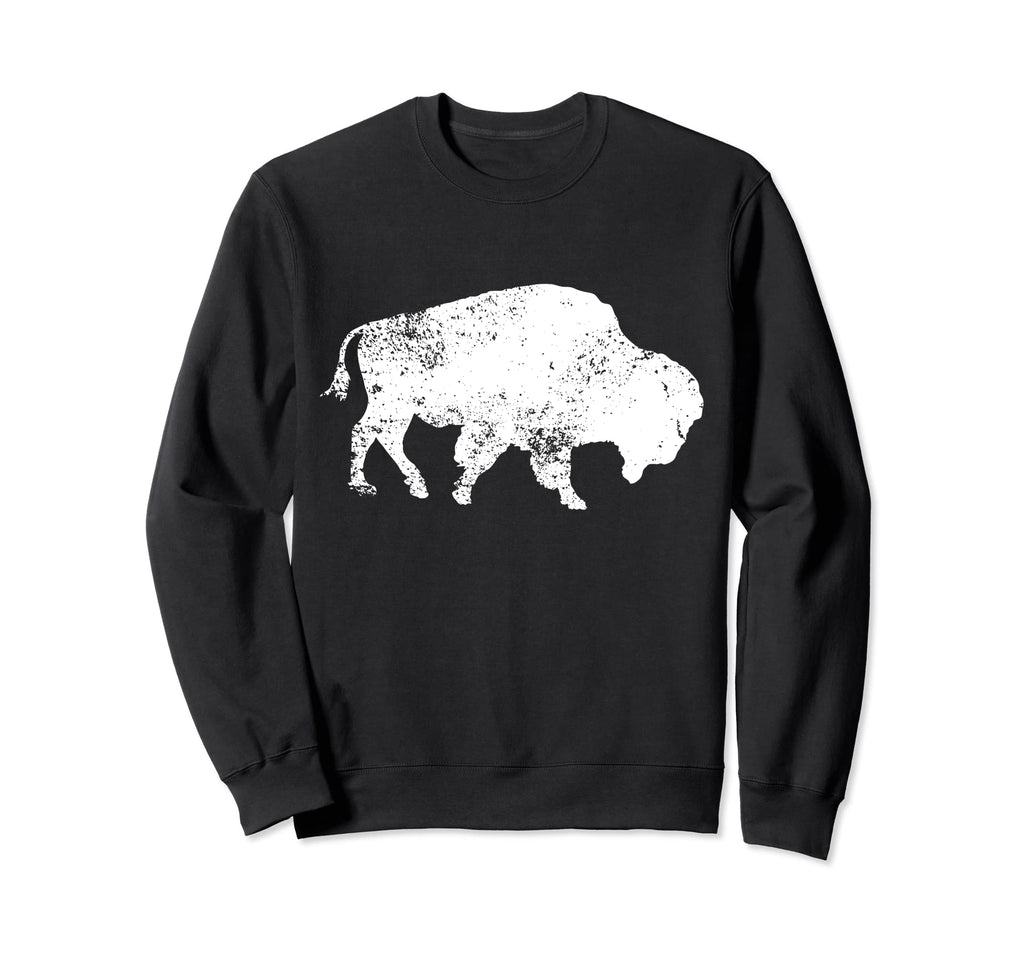 Buffalo Bison Distressed Bison Sweatshirt - Unique Graphic Men Women - T-Shirt, Sweatshirt, Hoodie