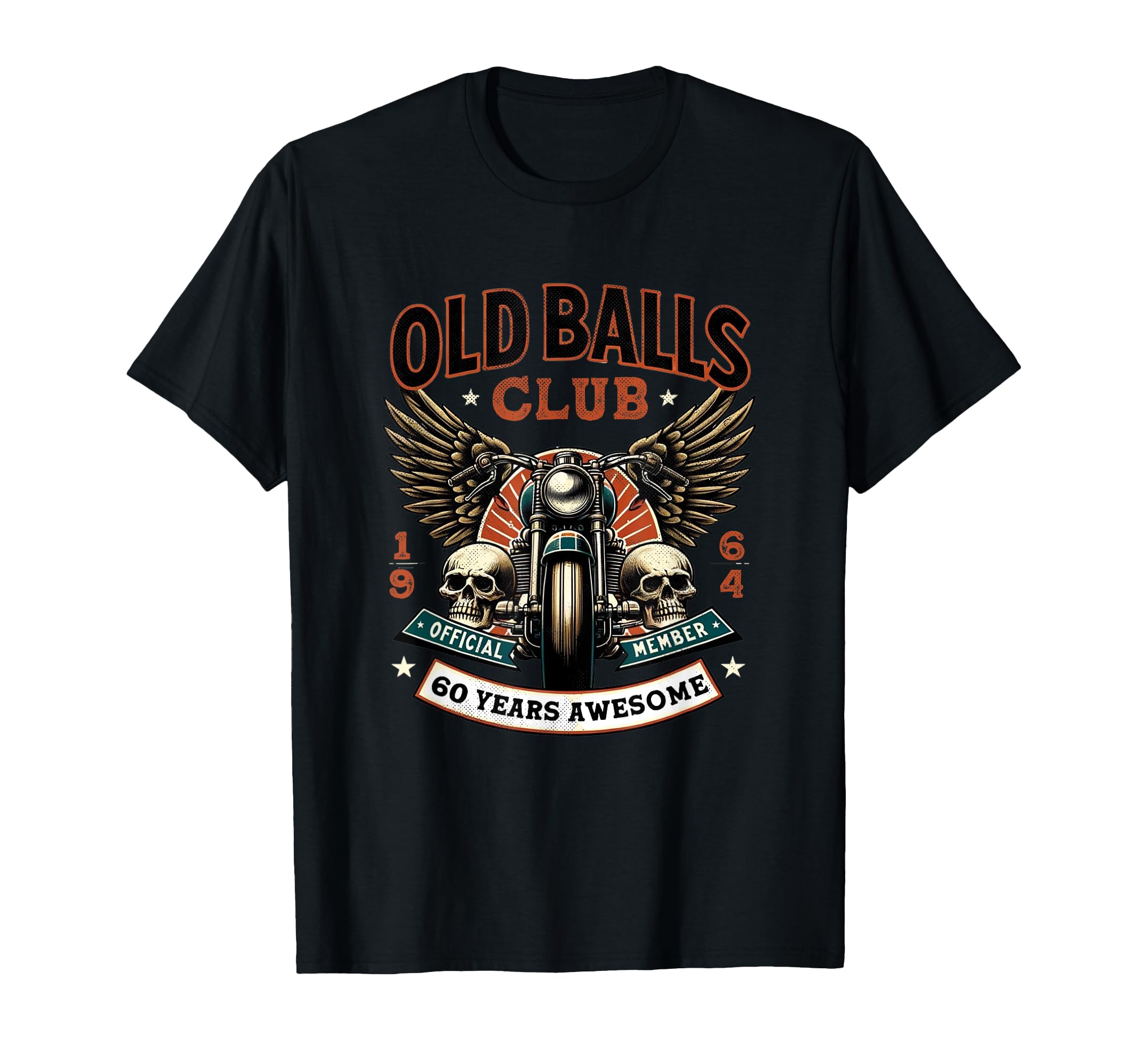 Old Balls Club Motorcycle 60Th T-Shirt - Trendy Graphic for Adults - T-Shirt, Sweatshirt, Hoodie
