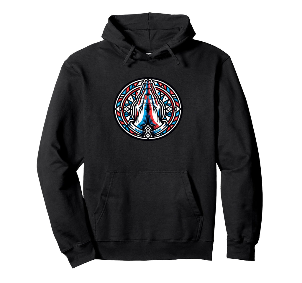 Colorful Geometric Praying Hands Mandala Hoodie - Fun Novelty Design Unisex - T-Shirt, Sweatshirt, Hoodie
