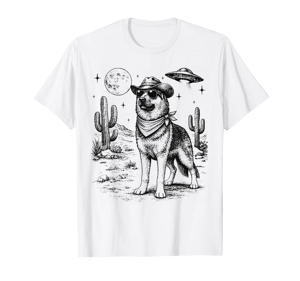 Cowboy Dog Funny German Shepherd T-Shirt - Aesthetic Graphic for Adults - T-Shirt, Sweatshirt, Hoodie
