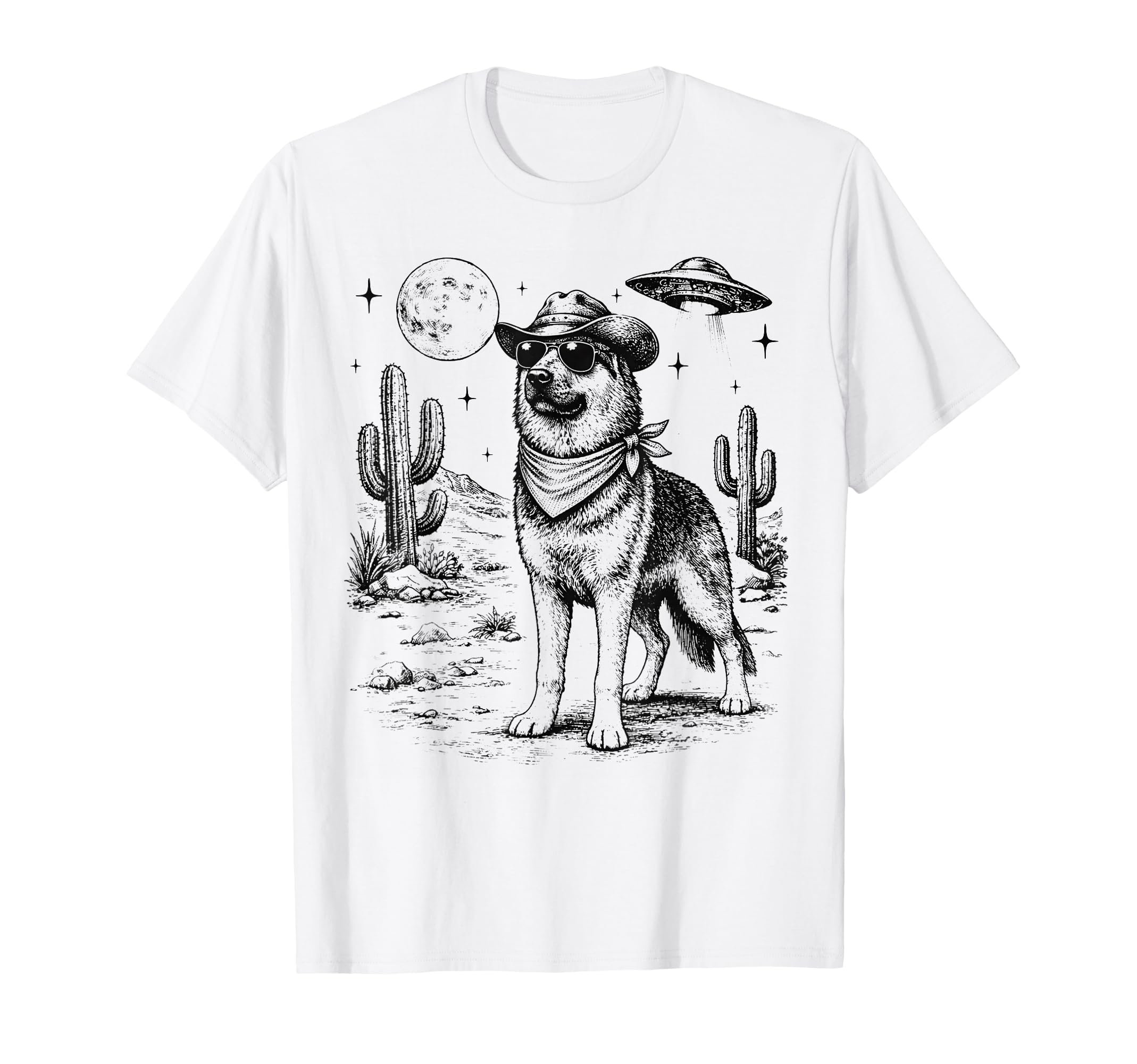 Cowboy Dog Funny German Shepherd T-Shirt - Aesthetic Graphic for Adults - T-Shirt, Sweatshirt, Hoodie