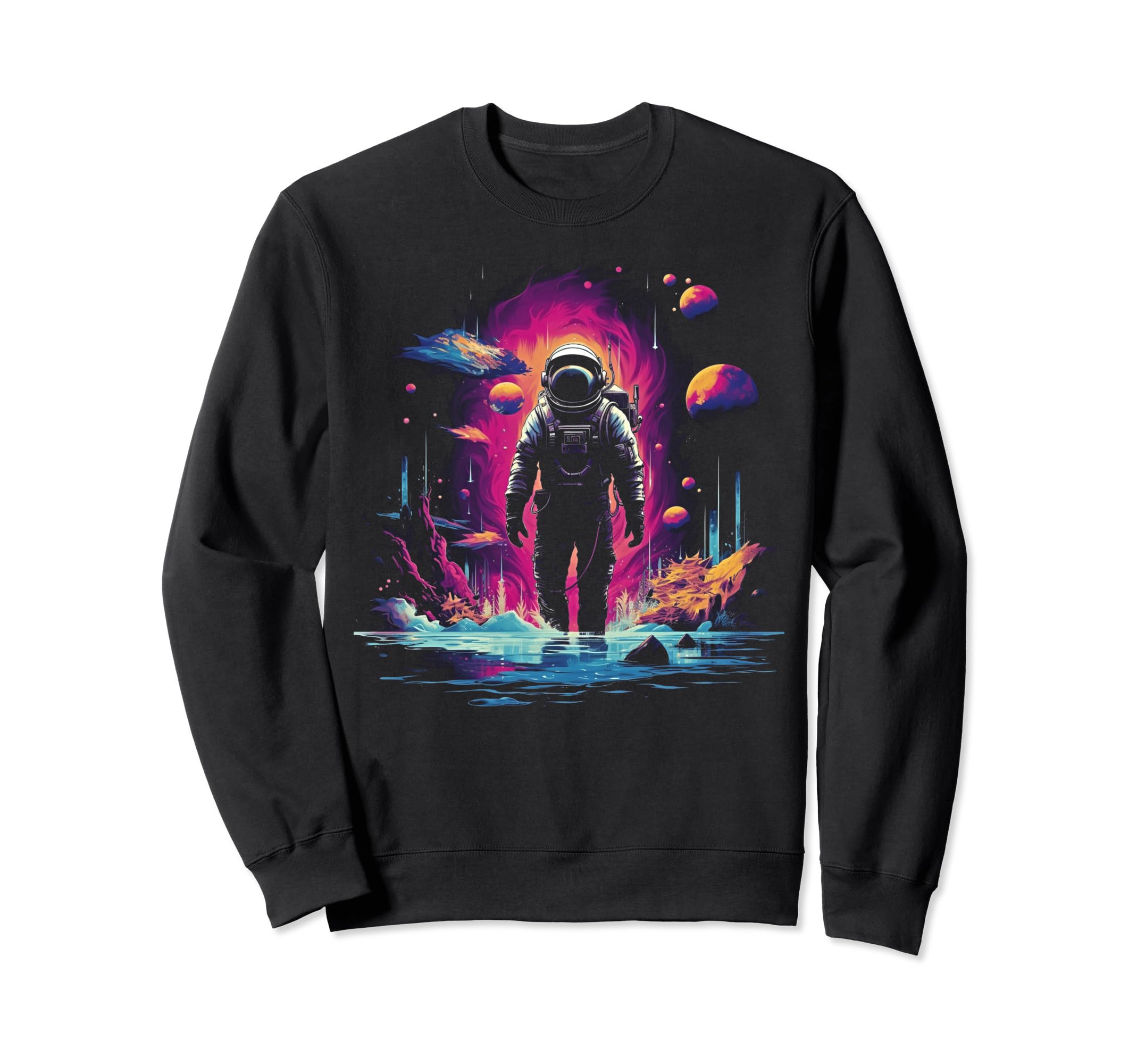 Synthwave Astronaut Cyberpunk 80S Sweatshirt - Custom Art Print Men Women - T-Shirt, Sweatshirt, Hoodie
