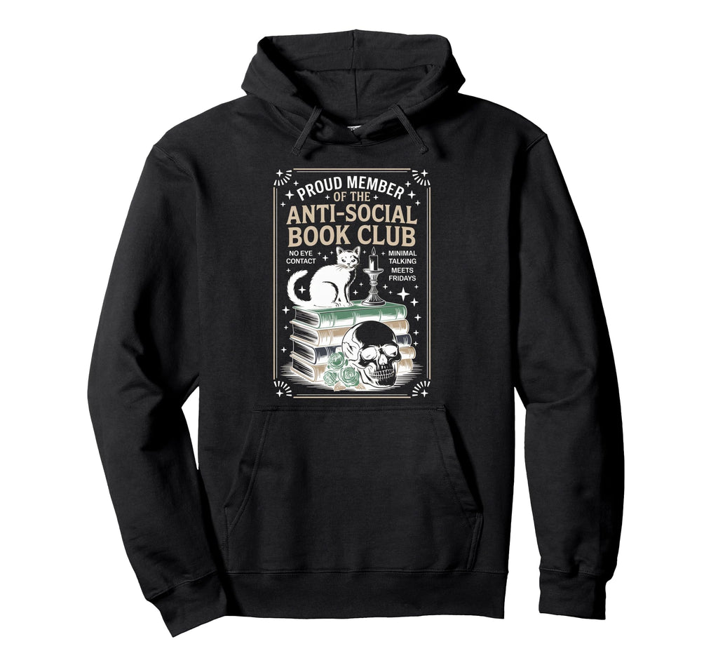 Anti Social Book Club Cat Hoodie - Custom Art Print Men Women - T-Shirt, Sweatshirt, Hoodie