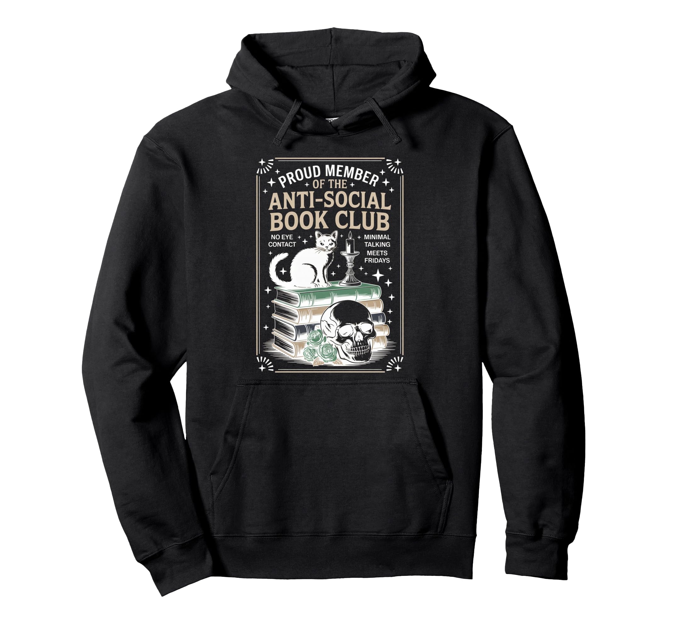 Anti Social Book Club Cat Hoodie - Custom Art Print Men Women - T-Shirt, Sweatshirt, Hoodie