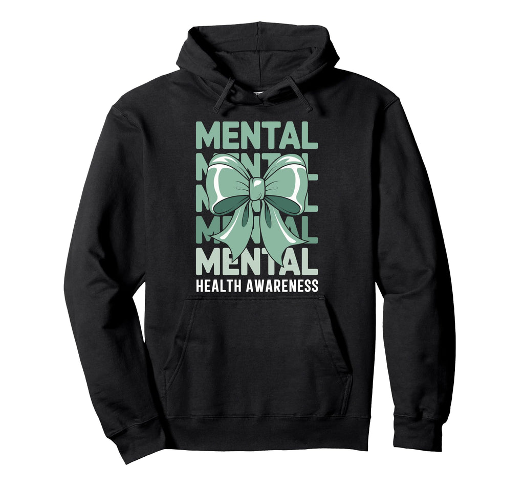 Green Coquette Bow Mental Health Hoodie - Minimalist Print for Adults - T-Shirt, Sweatshirt, Hoodie