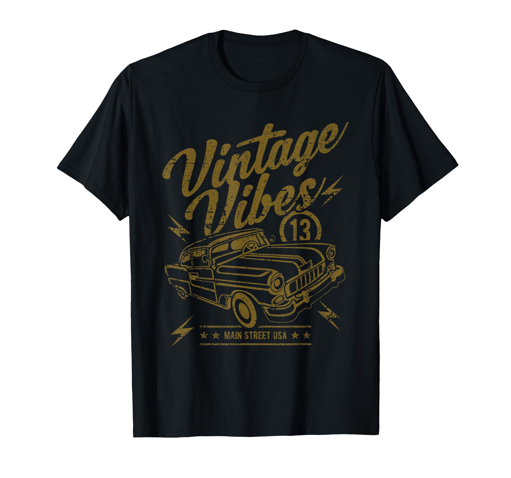Vibes Main Street Usa Car Distressed T-Shirt - Casual Everyday Wear Unisex - T-Shirt, Sweatshirt, Hoodie