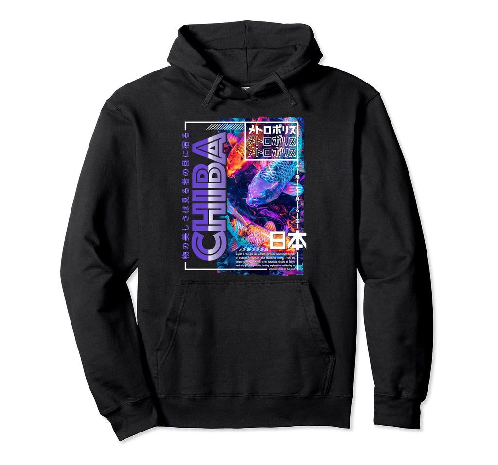 Chiba City 80S Synthwave Koi Carp Japan Hoodie - Unique Graphic Men Women - T-Shirt, Sweatshirt, Hoodie