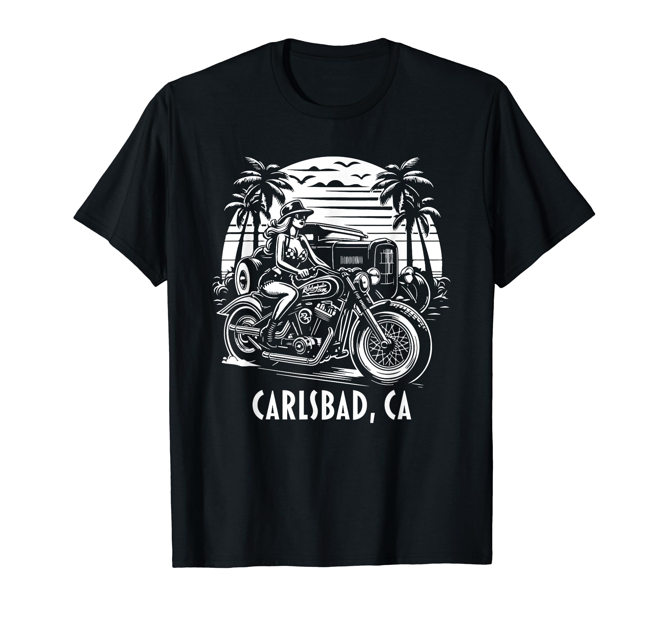 Carlsbad California Motorcycle Hotrod T-Shirt - Casual Everyday Wear Unisex - T-Shirt, Sweatshirt, Hoodie