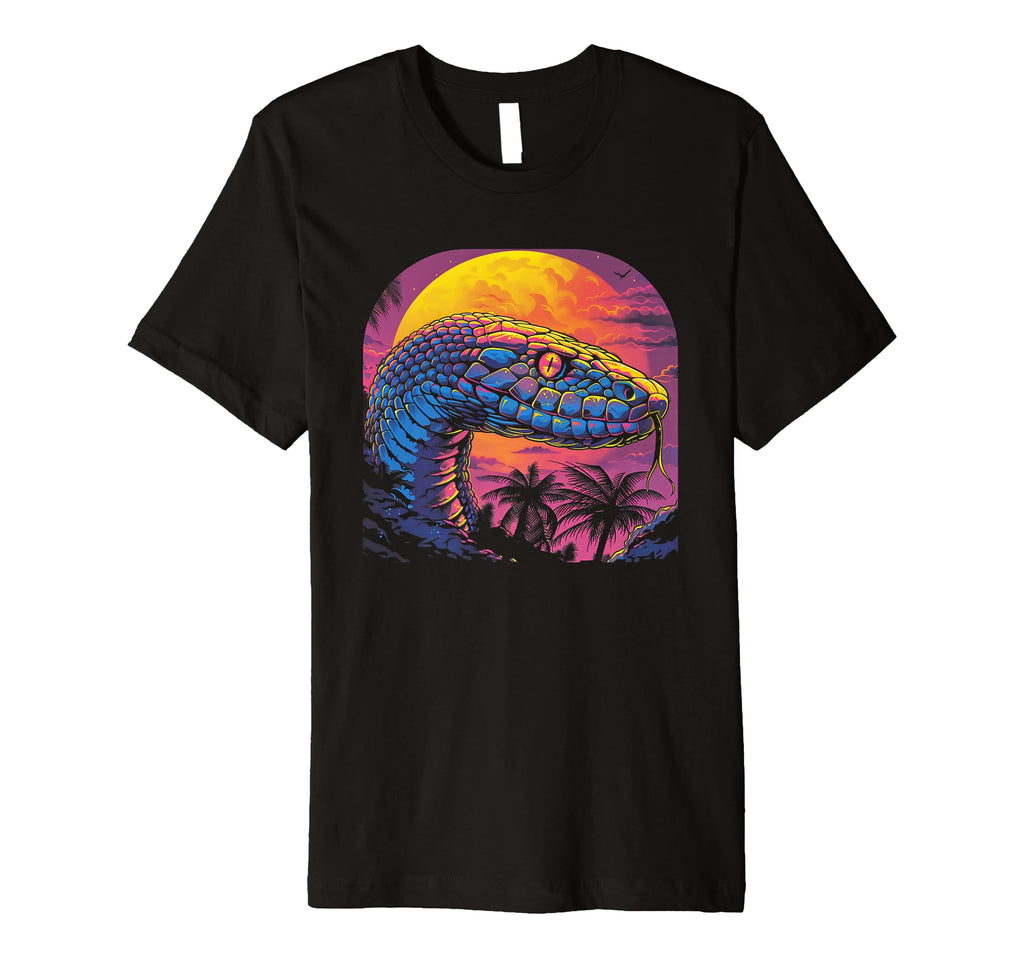 Snake Vaporwave Aesthetic Synthwave 80S T-Shirt - Novelty Apparel Unisex - T-Shirt, Sweatshirt, Hoodie