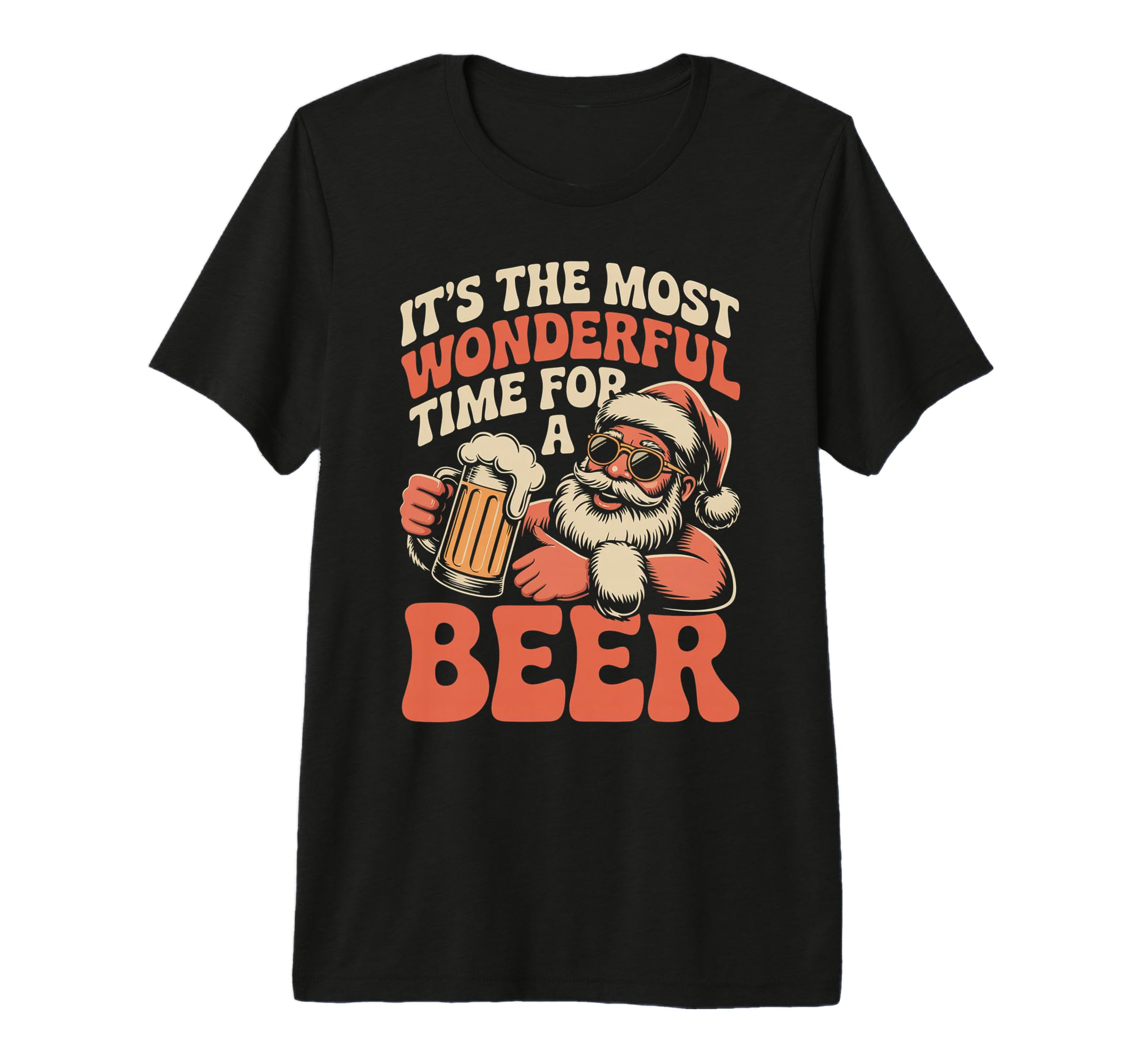 Funny Santa Beer Drinking 70S Tri Blend T-Shirt - Aesthetic Graphic Unisex - T-Shirt, Sweatshirt, Hoodie